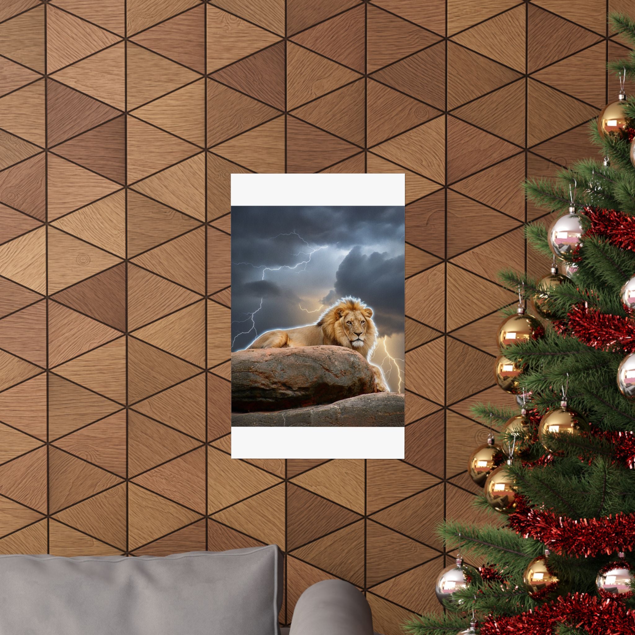 Dramatic Storm — Lion — Matte Poster