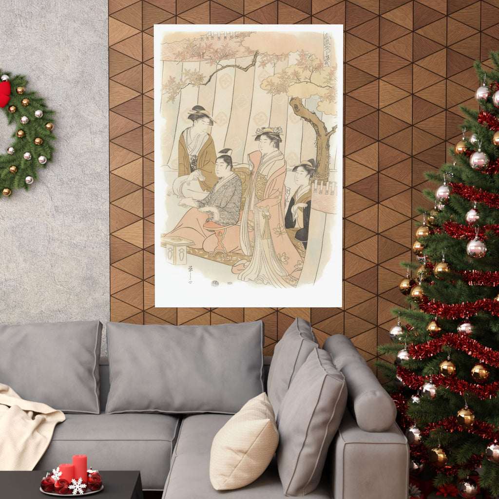 Watercolor — Prince Genji And Three Young Women — Matte Poster