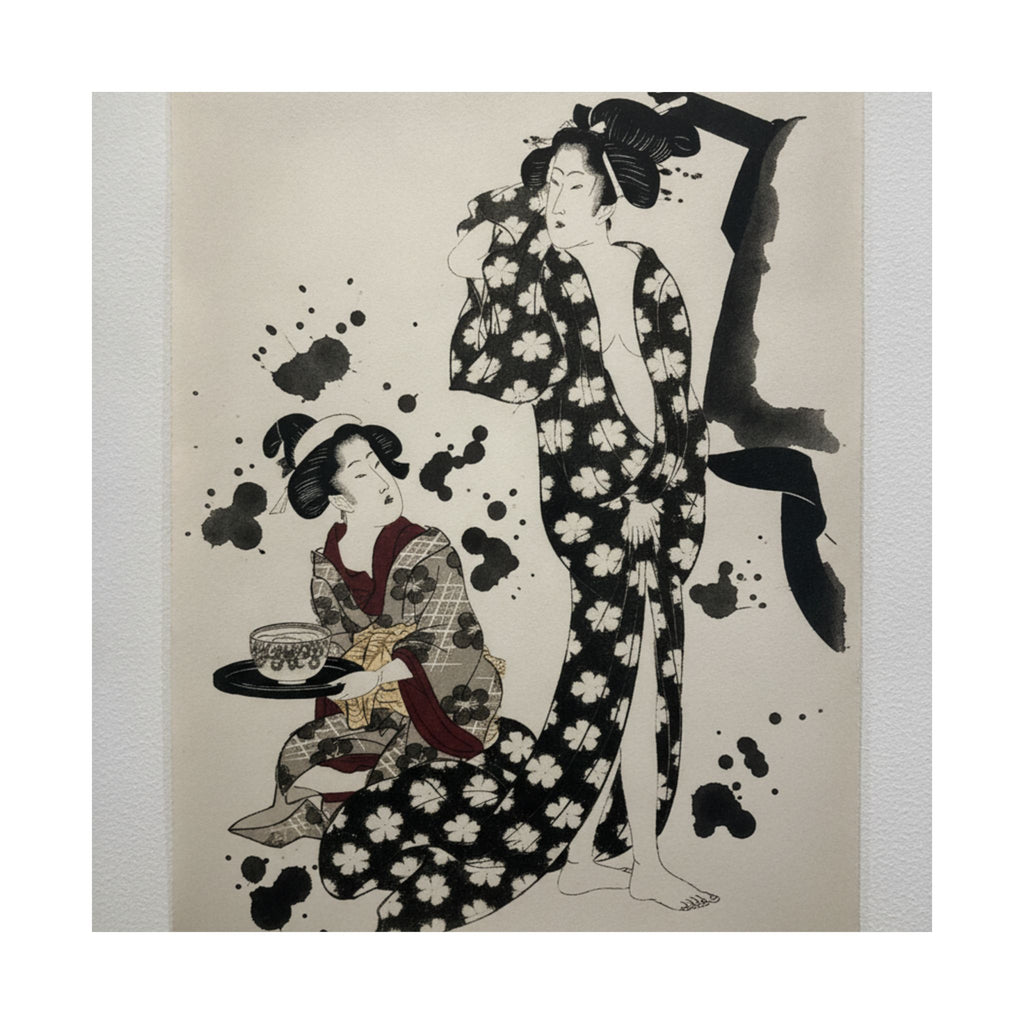 Watercolor — Young Woman Making Her Toilet — Matte Poster