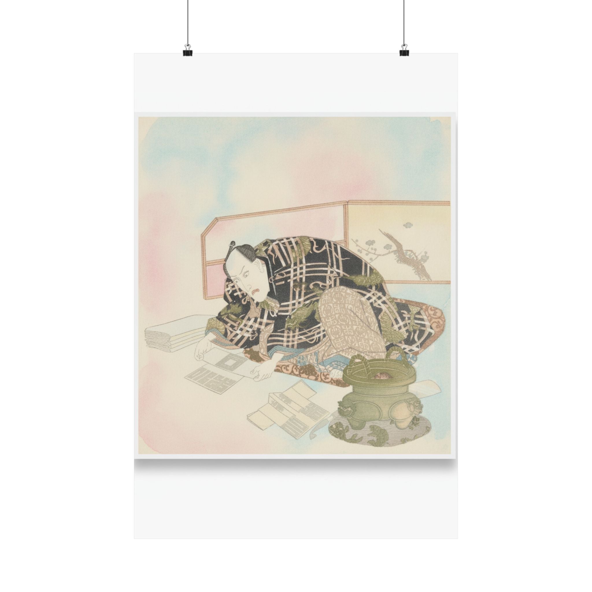 Watercolor — Ichikawa Danjūrō Vii Preparing New Year'S Gifts — Matte Poster