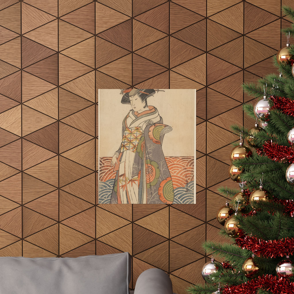 Product Marketing — The Third Segawa Kikunojo As A Woman Standing In A Room Having A Wave-Pattern Da — Matte Poster