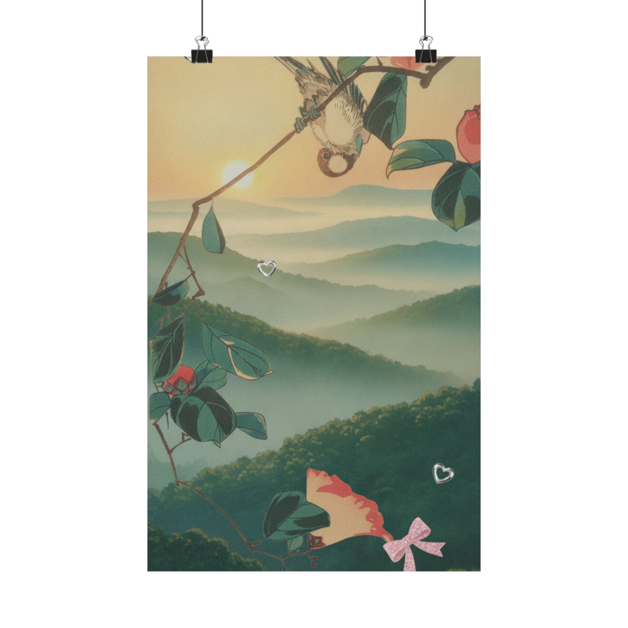 Scenic Nature — Camellia And Bullfinch — Matte Poster