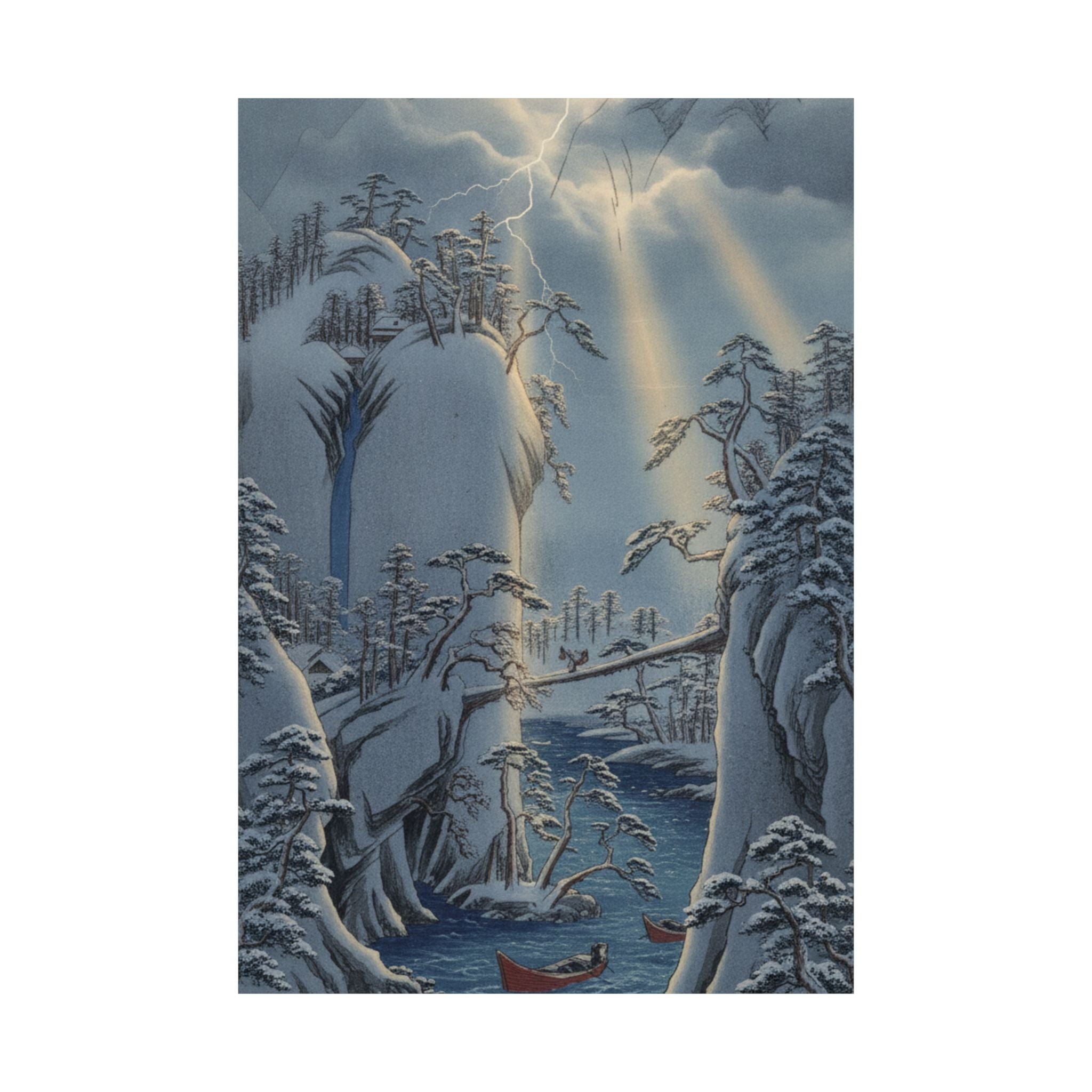 Dramatic Storm — River Gorge In Snow — Matte Poster