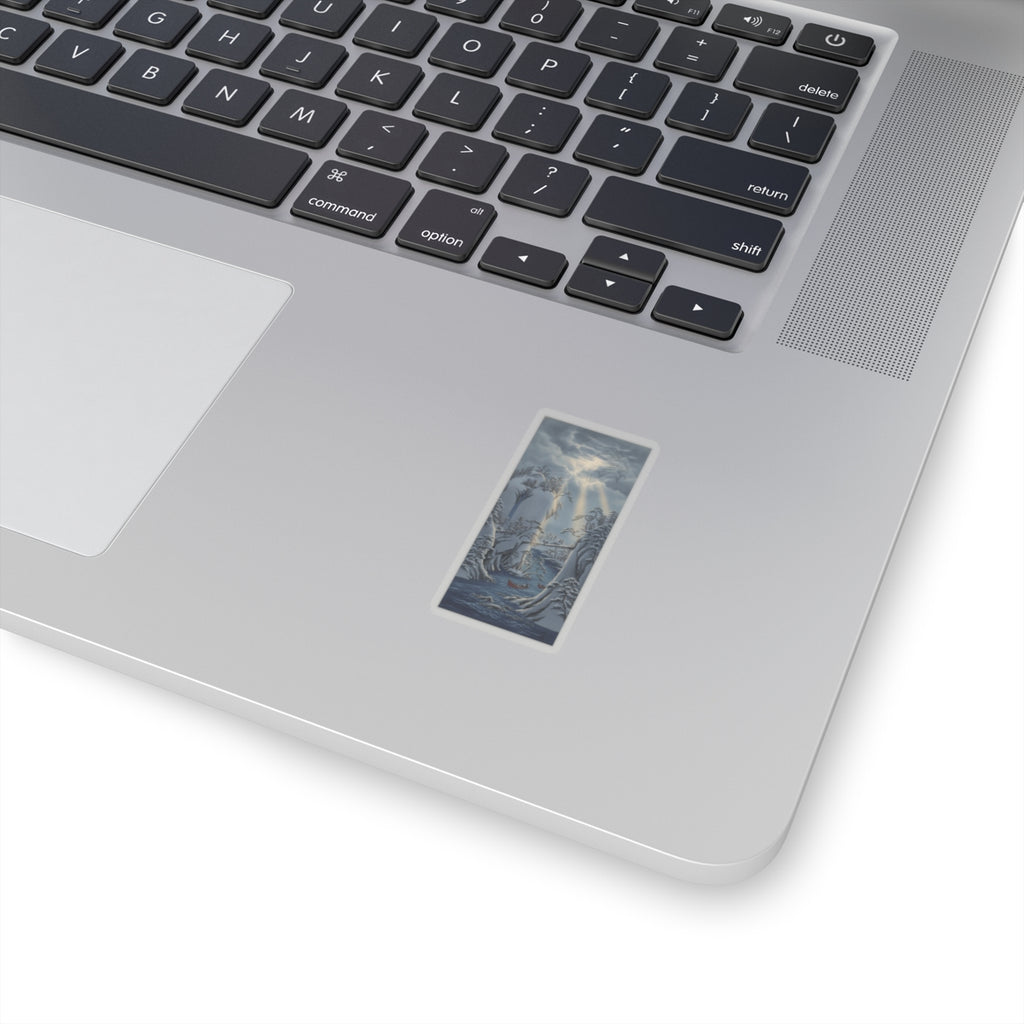 Dramatic Storm — River Gorge In Snow — Kiss-Cut Sticker