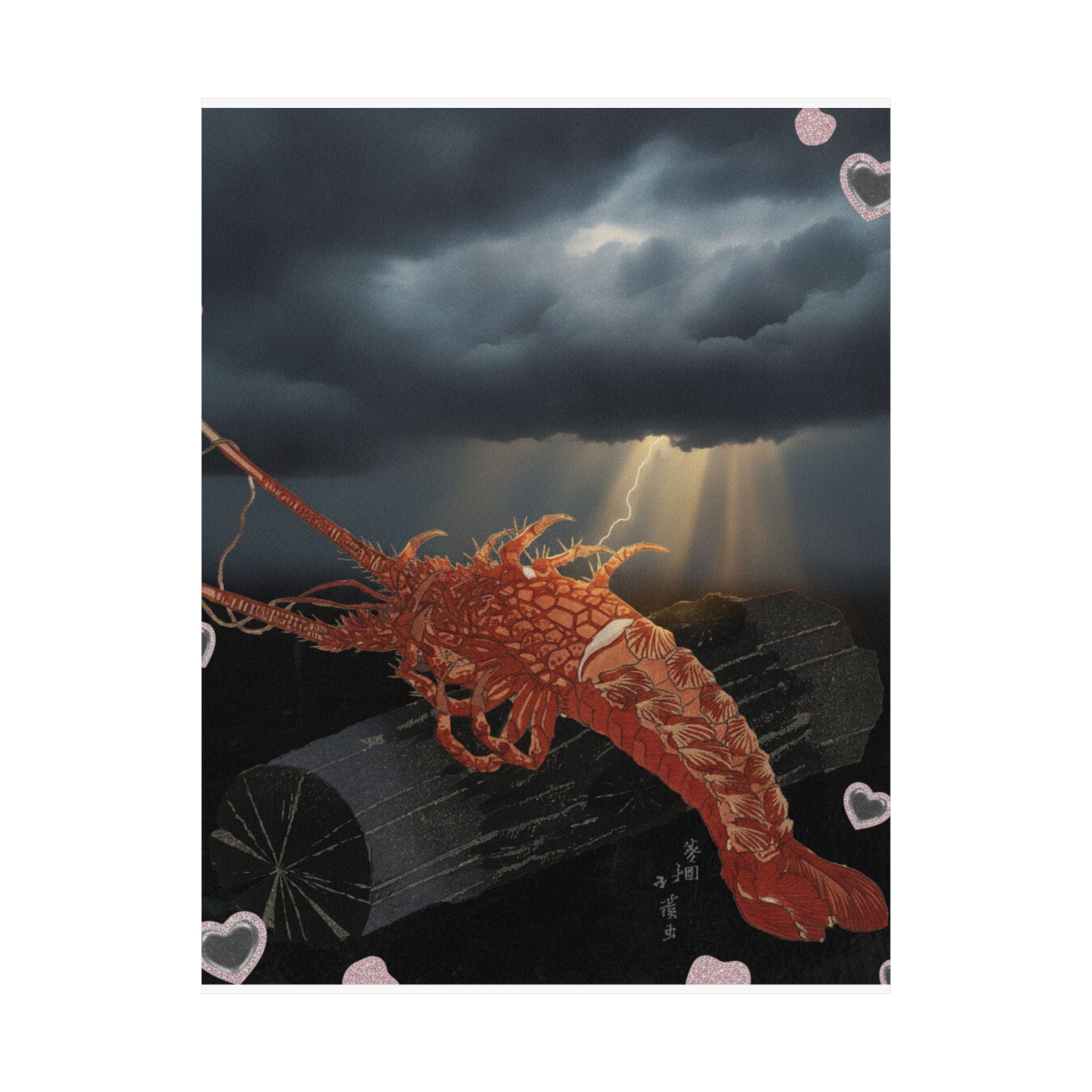 Dramatic Storm — Lobster On A Piece Of Charcoal — Matte Poster