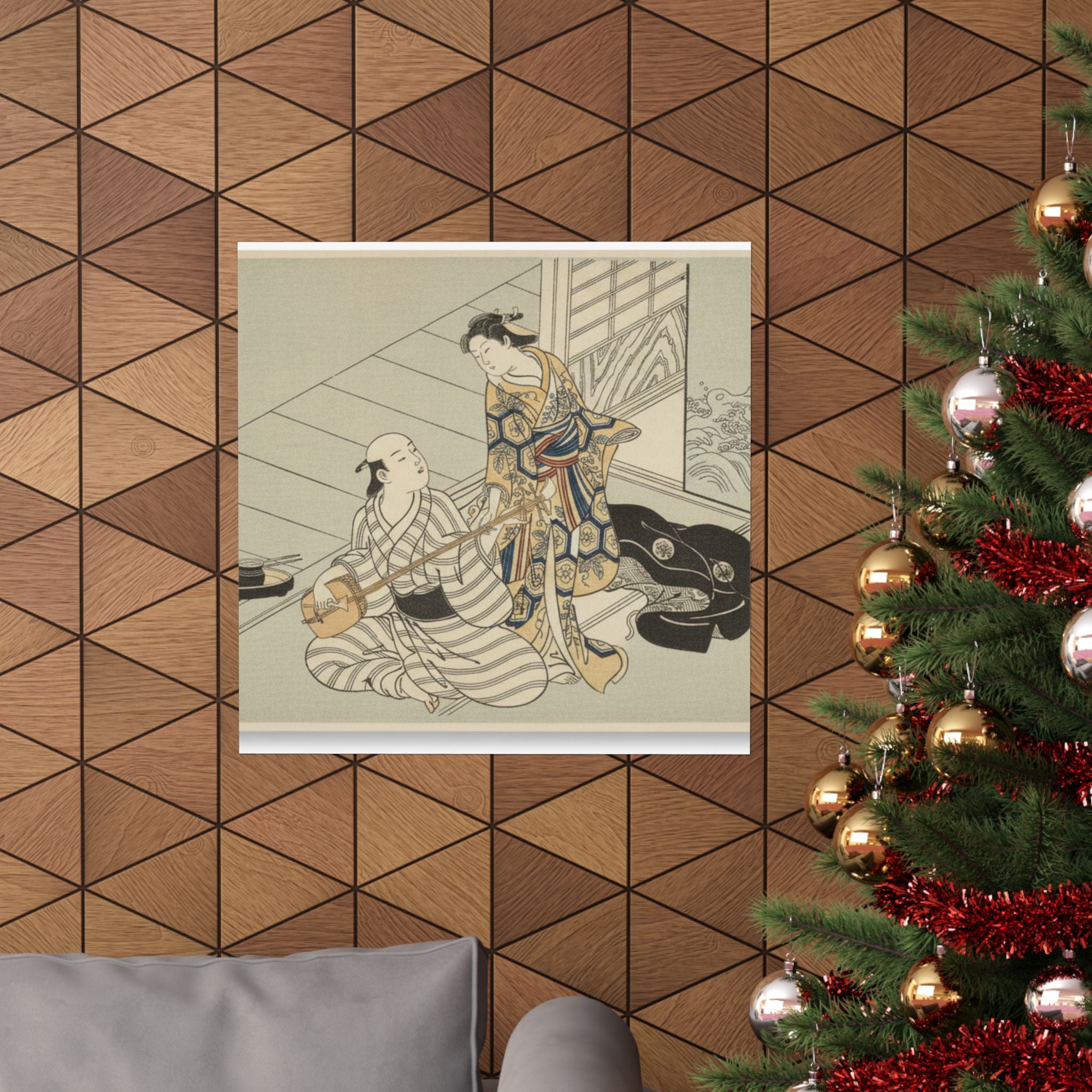 Ecommerce Main — Lady Interrupting Her Lover, Who Is Playing The Shamisen — Matte Poster