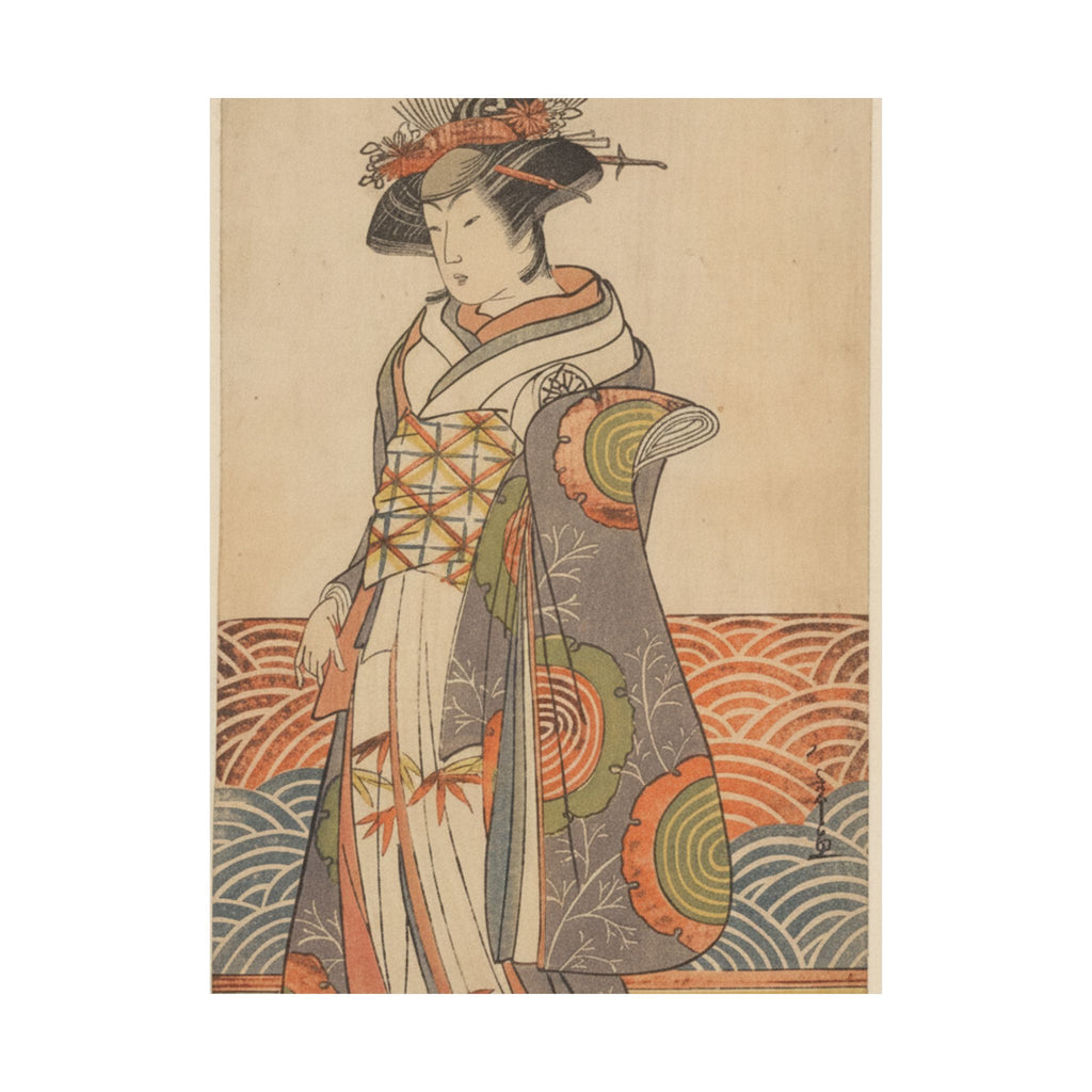Product Marketing — The Third Segawa Kikunojo As A Woman Standing In A Room Having A Wave-Pattern Da — Matte Poster