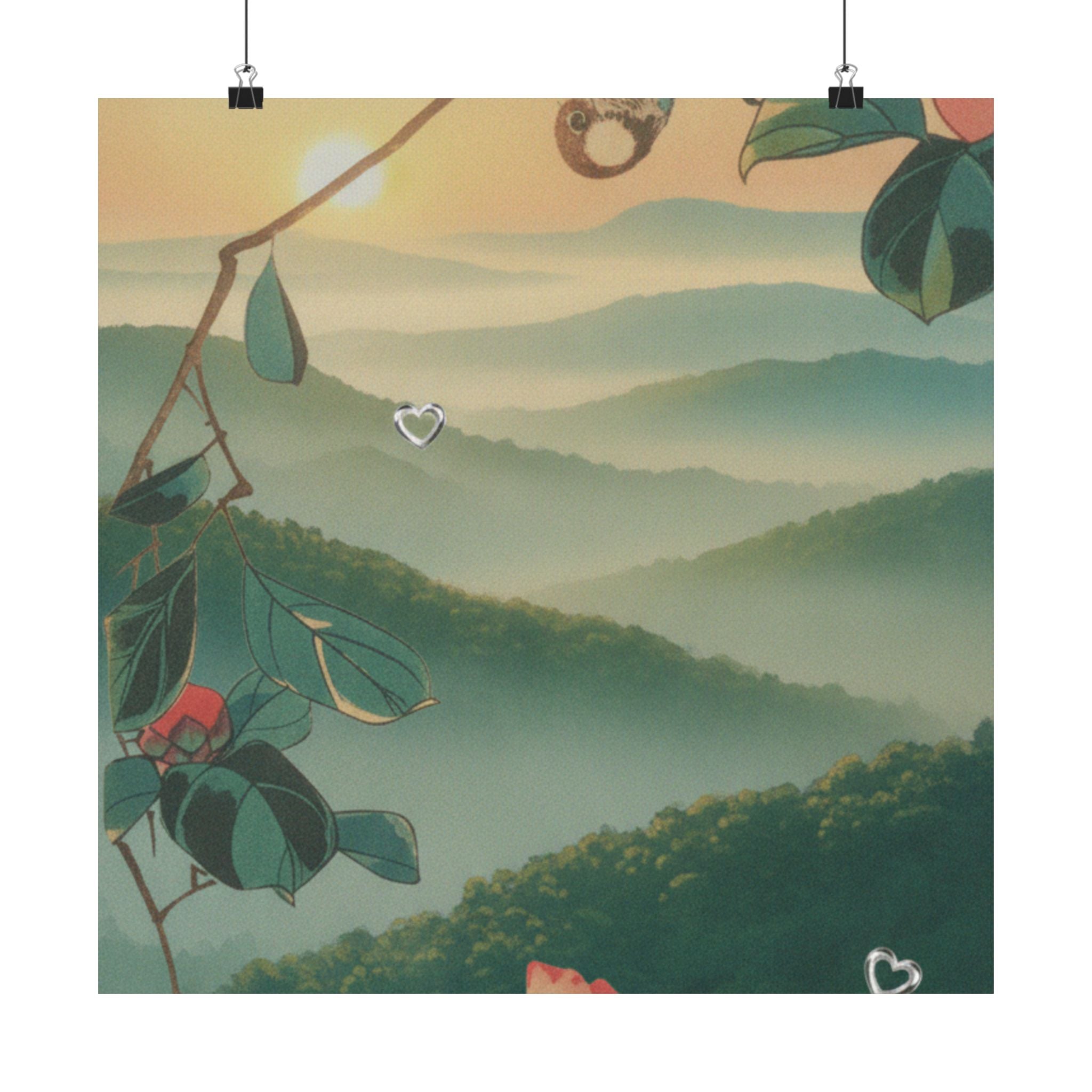 Scenic Nature — Camellia And Bullfinch — Matte Poster