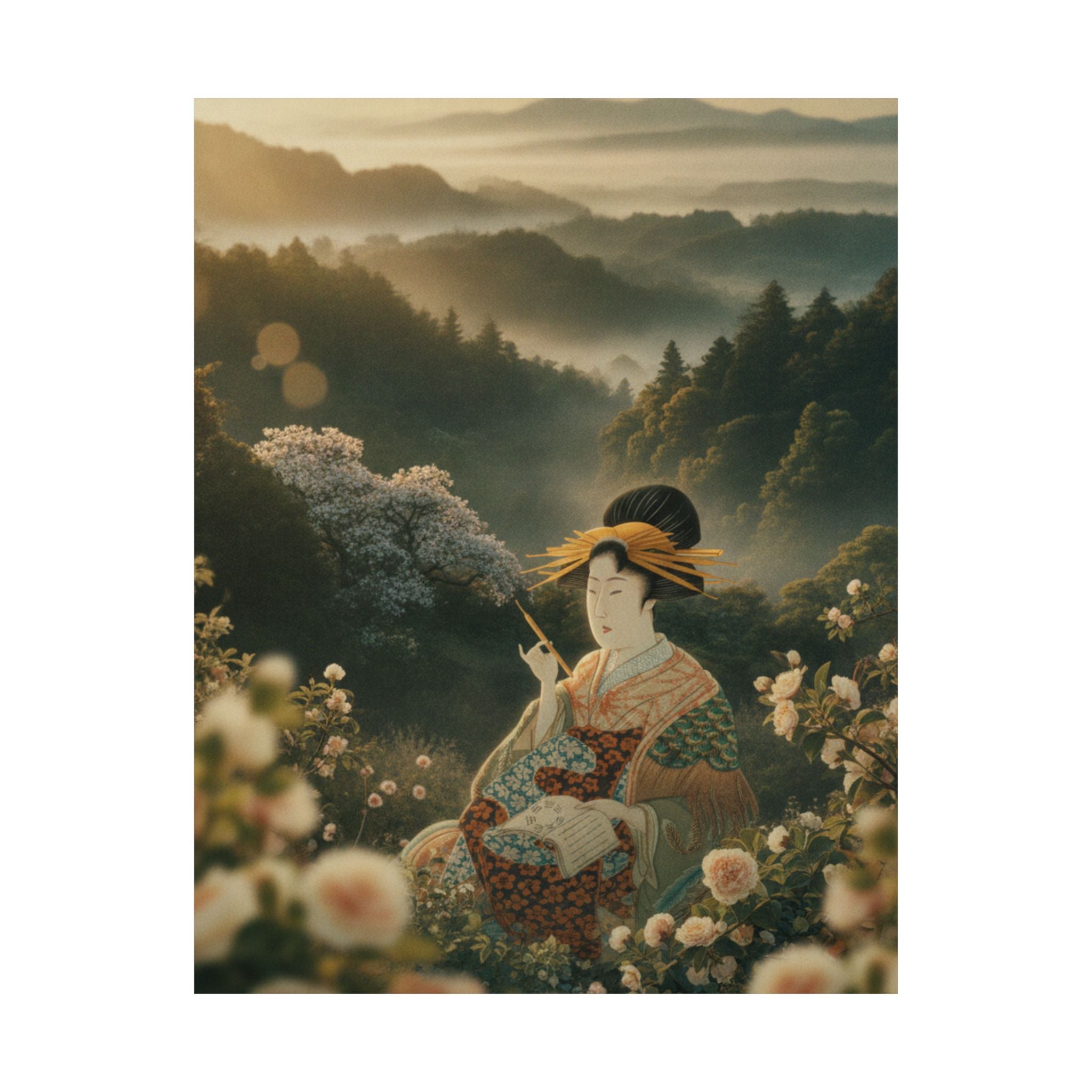 Scenic Nature — Courtesan With Book And Hair-Pin — Matte Poster