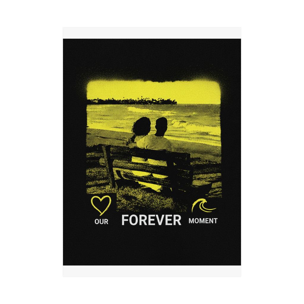 Our Forever Moment Beach Sunset Couple Yellow Matte Poster