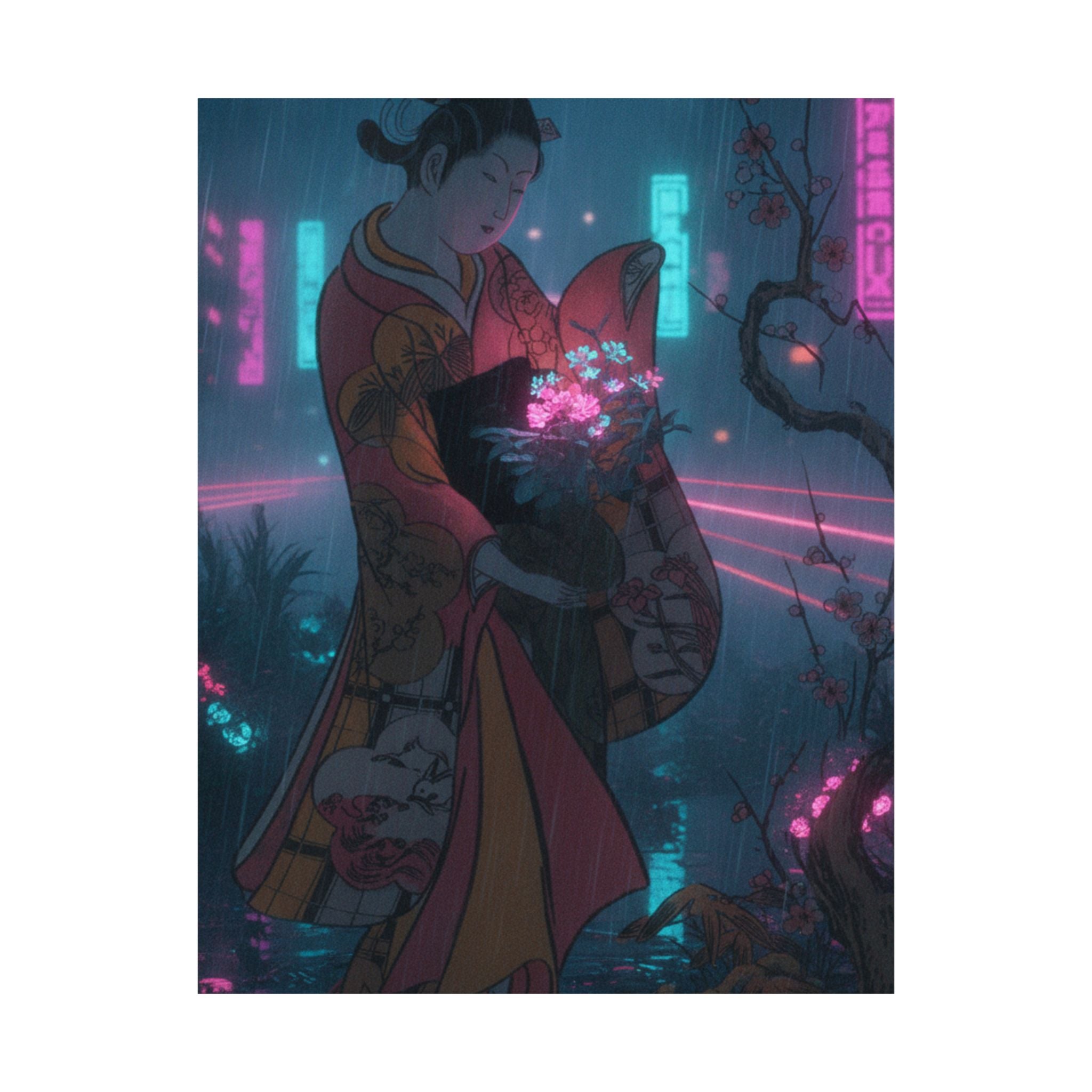 Neon Noir — A Young Lady In A Garden — Matte Poster
