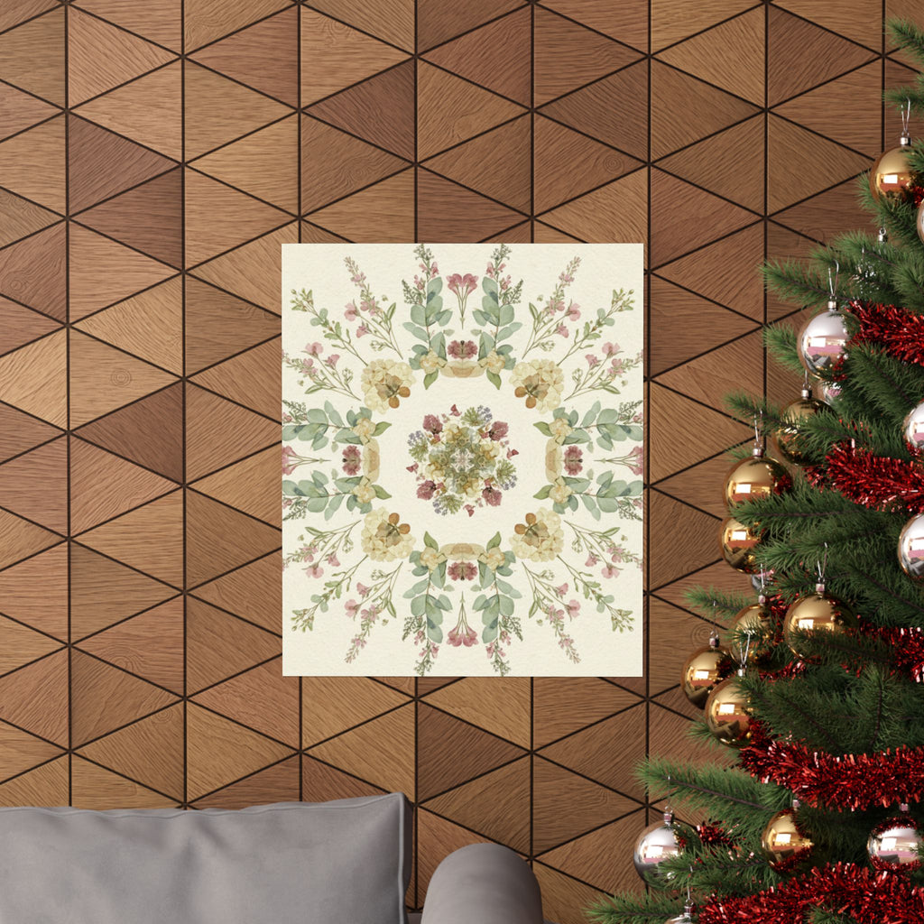 Pressed Wildflower Symmetry Cottagecore Botanical Poster