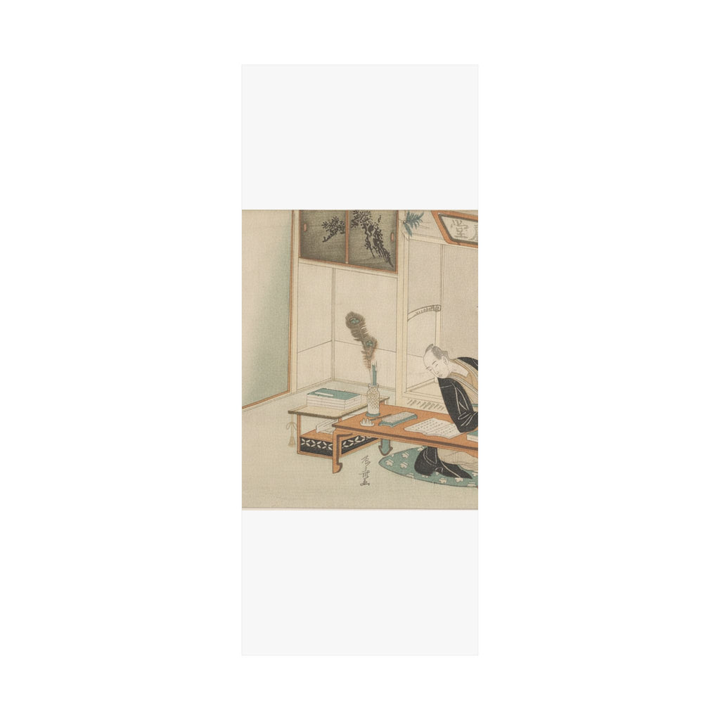 Botanical — Man Seated With His Reading And Writing Materials Before Him — Matte Poster