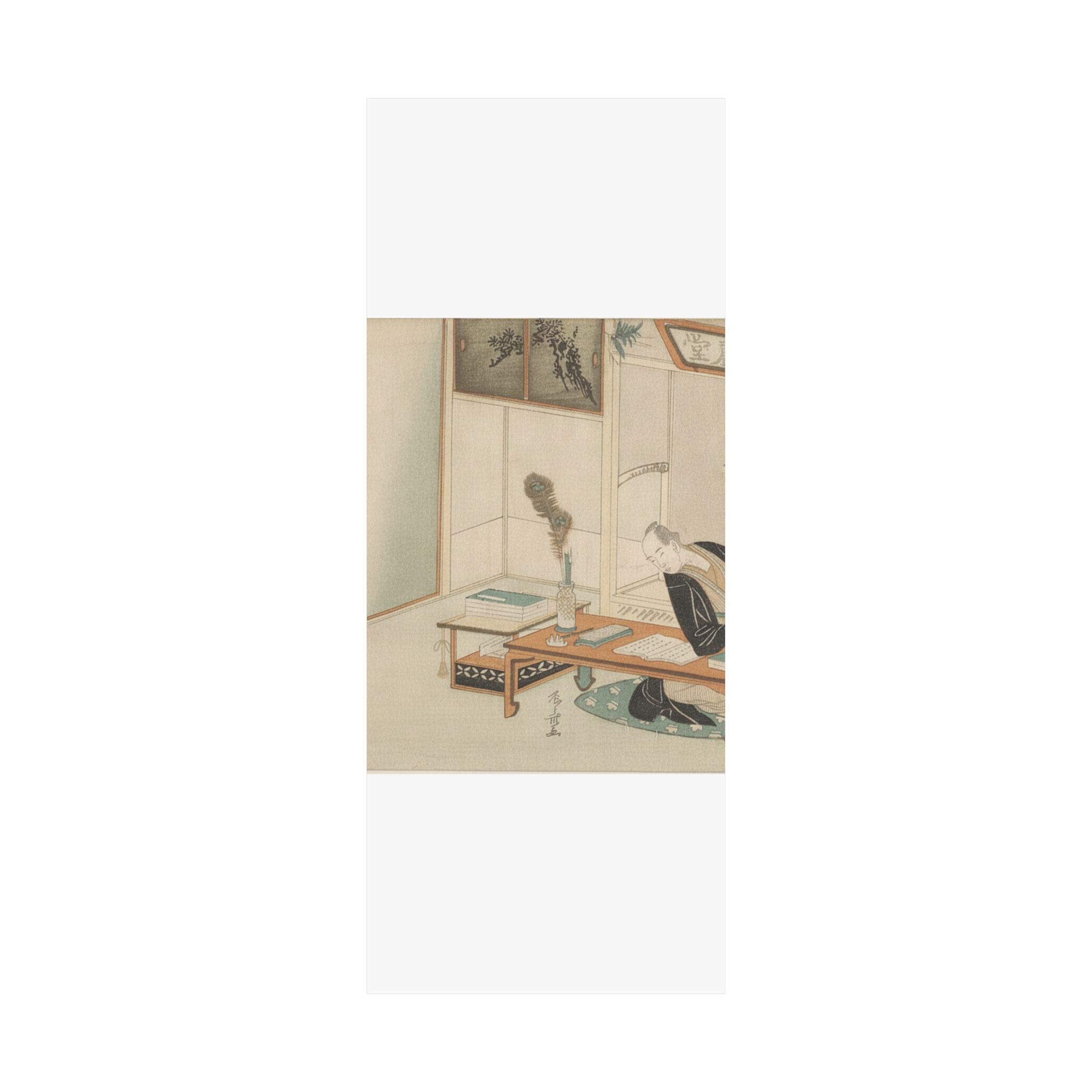 Botanical — Man Seated With His Reading And Writing Materials Before Him — Matte Poster