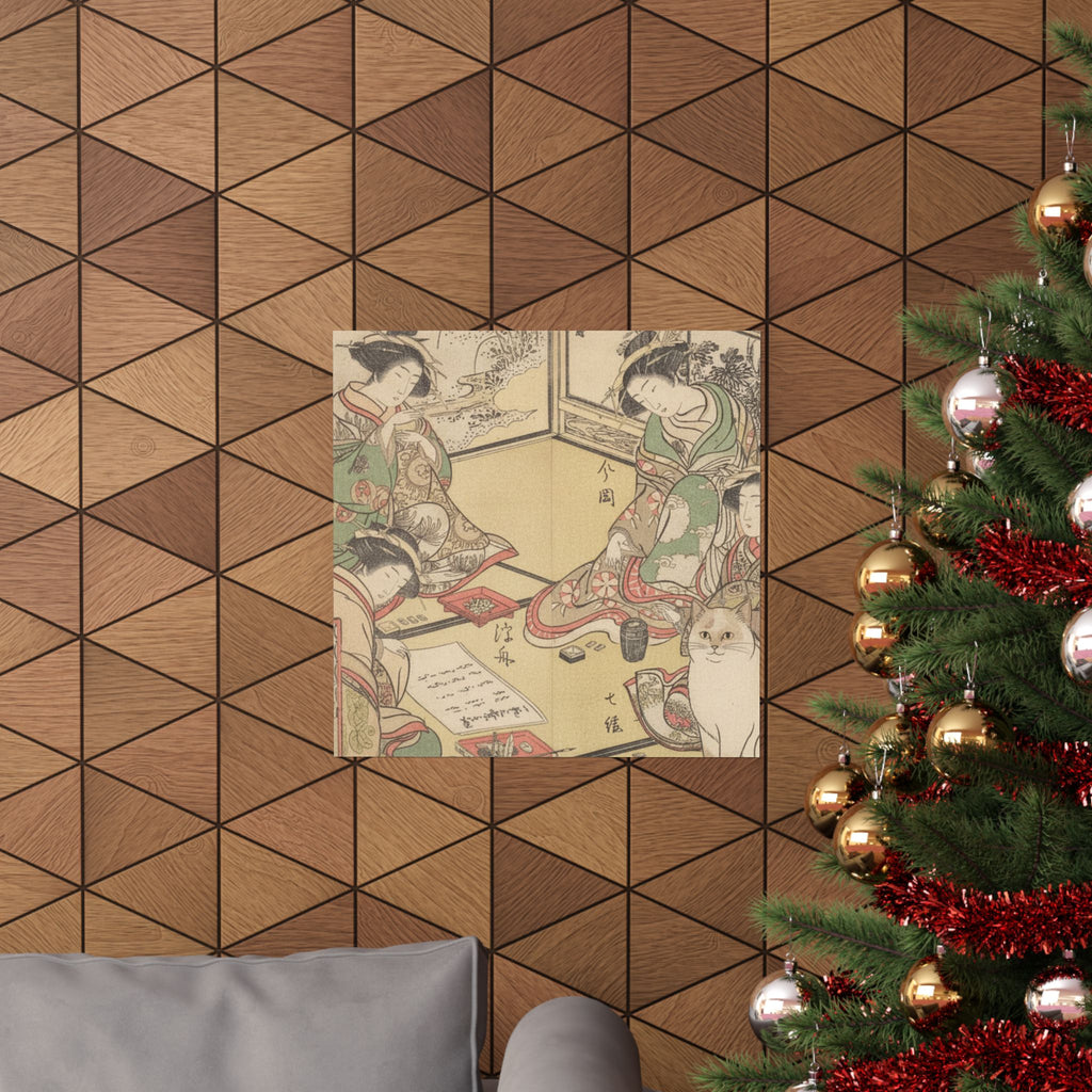 Botanical — Four Oiran Of The House Called Kadokana-Ya Playing The Game Of Ko-Awase (Incense — Matte Poster