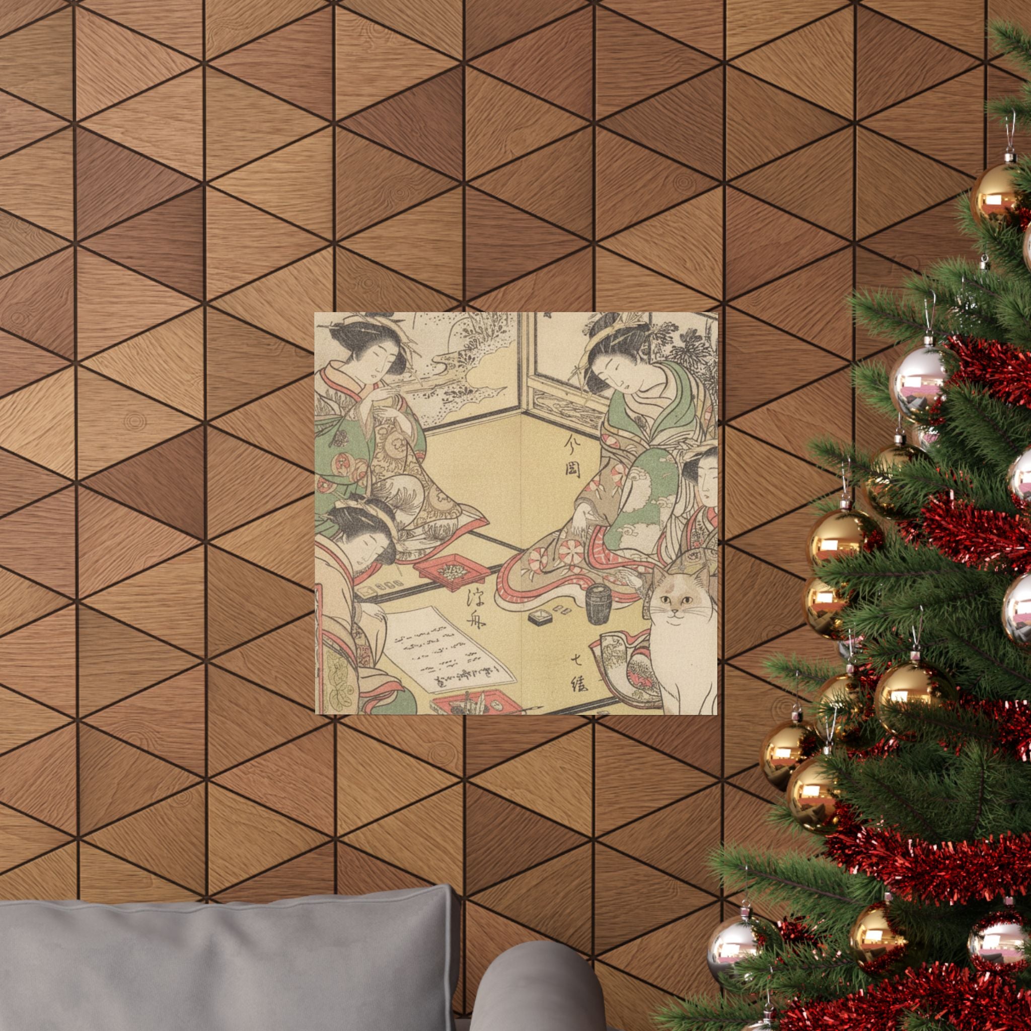 Botanical — Four Oiran Of The House Called Kadokana-Ya Playing The Game Of Ko-Awase (Incense — Matte Poster