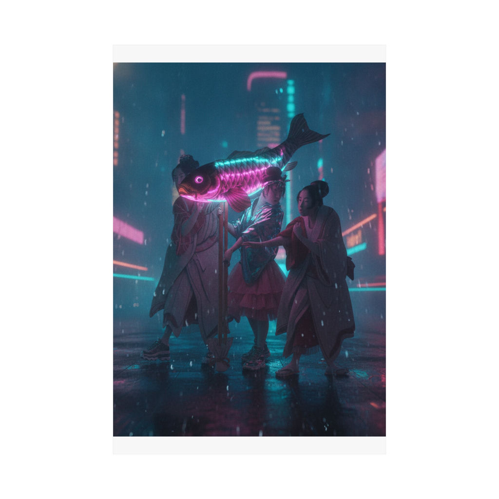 Neon Noir — Lantern Float — Matte Poster