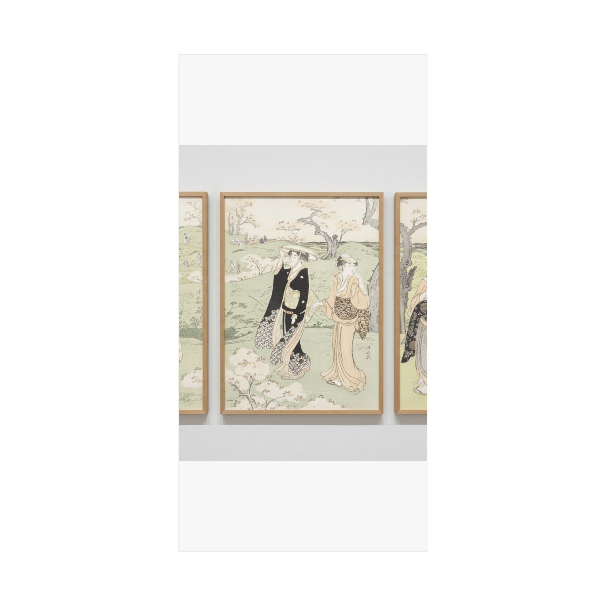 Watercolor — Young Ladies Viewing Cherry–Blossoms At Asukayama — Matte Poster