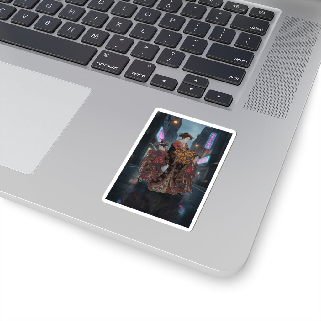Fast Furious — An Oiran Accompanied By Two Kamuro — Kiss-Cut Sticker