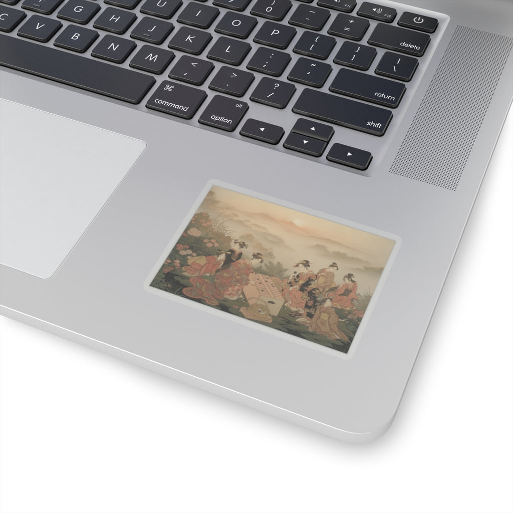 Scenic Nature — Two Young Women Playing A Game Of Sugoroku — Kiss-Cut Sticker