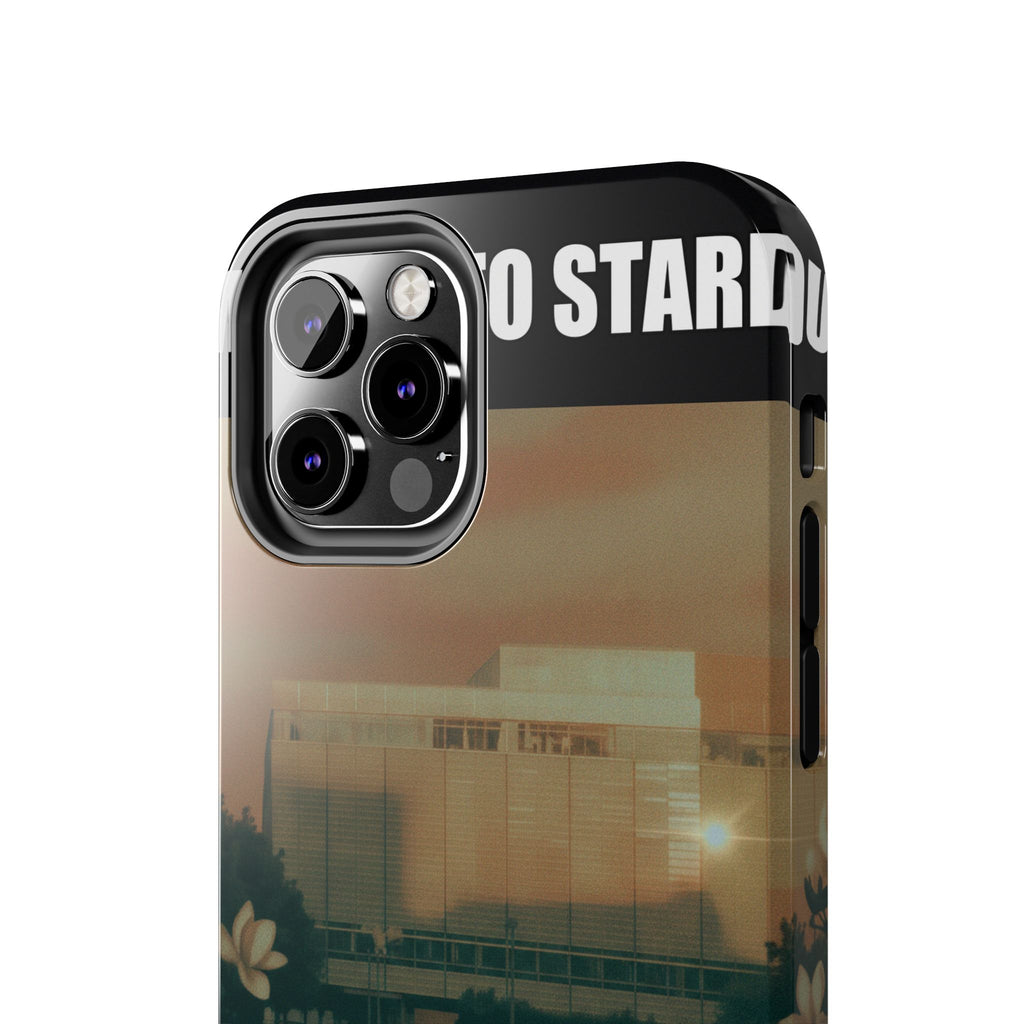 Dusk Brutalist Building and Daisies Photo Phone Case
