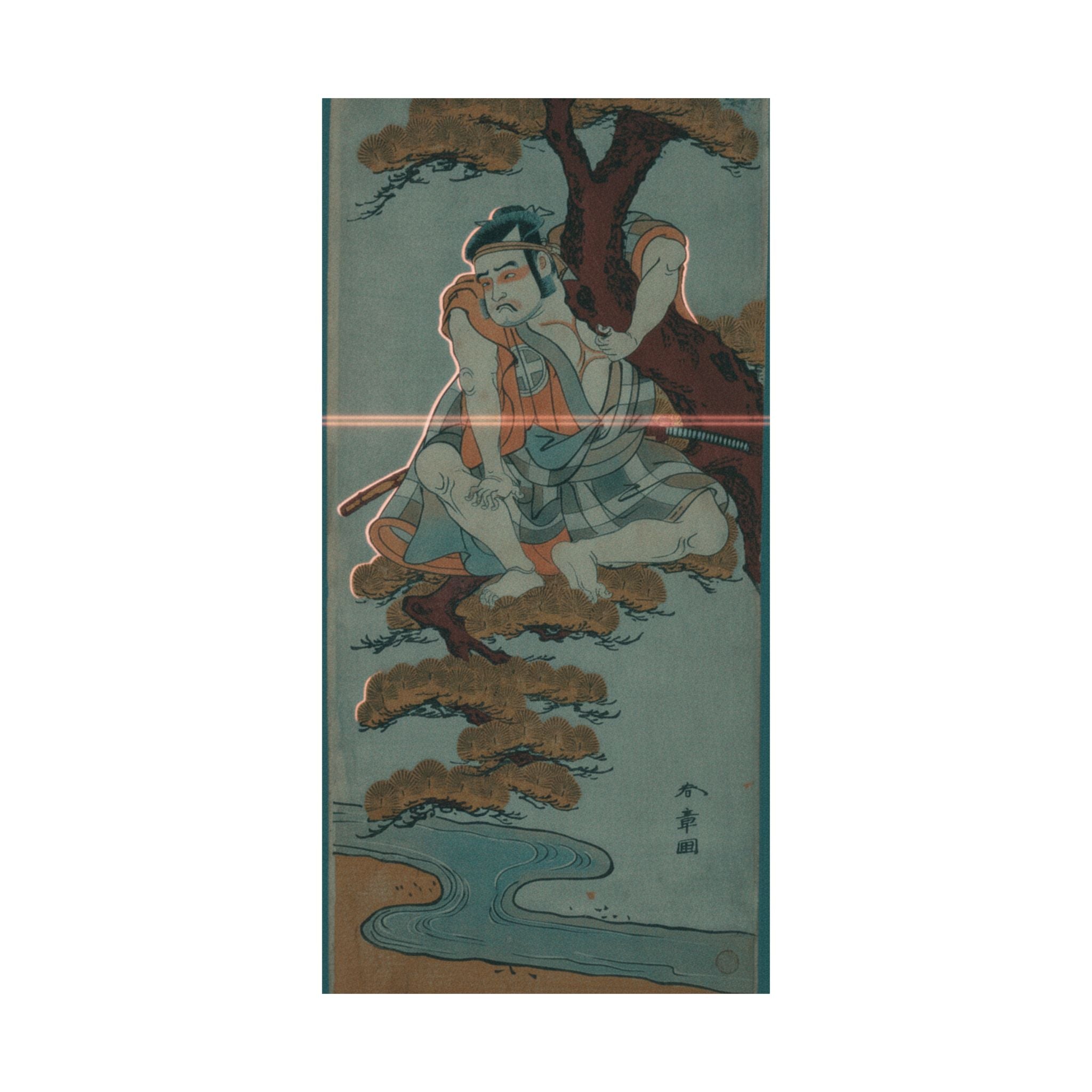 Cinematic — The Actor Otani Hiroemon Iii Watching From The Branches Of A Pine Tree Overhangi — Matte Poster