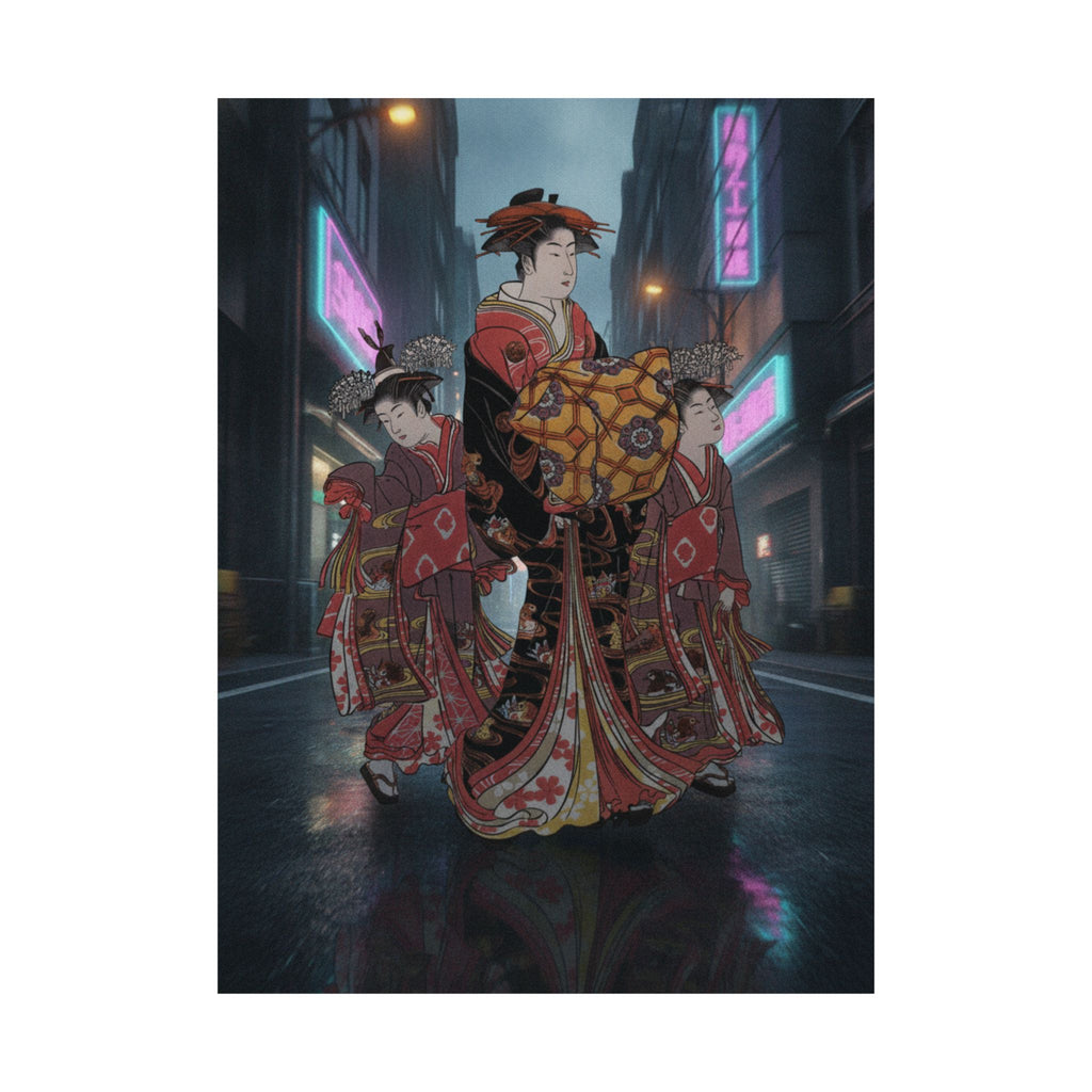 Fast Furious — An Oiran Accompanied By Two Kamuro — Matte Poster