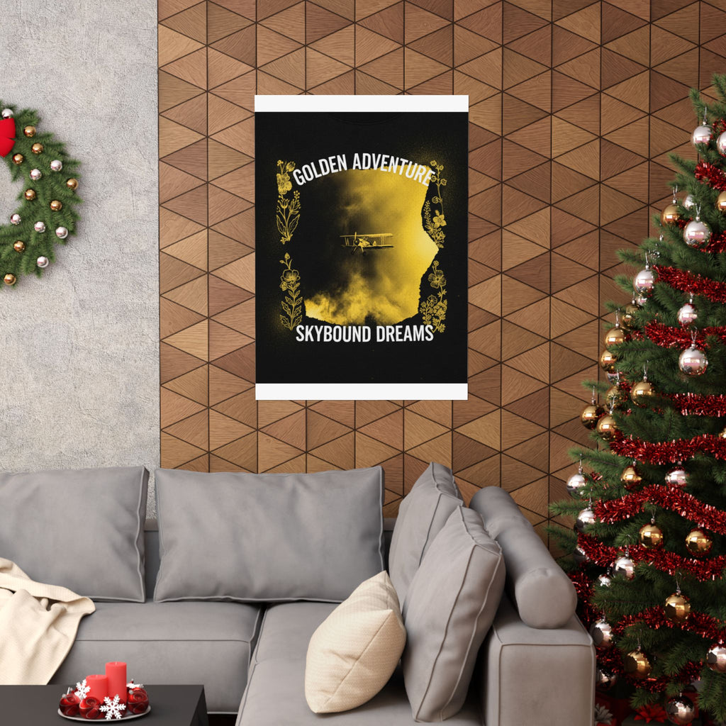 Golden Adventure Skybound Dreams Biplane Art Poster