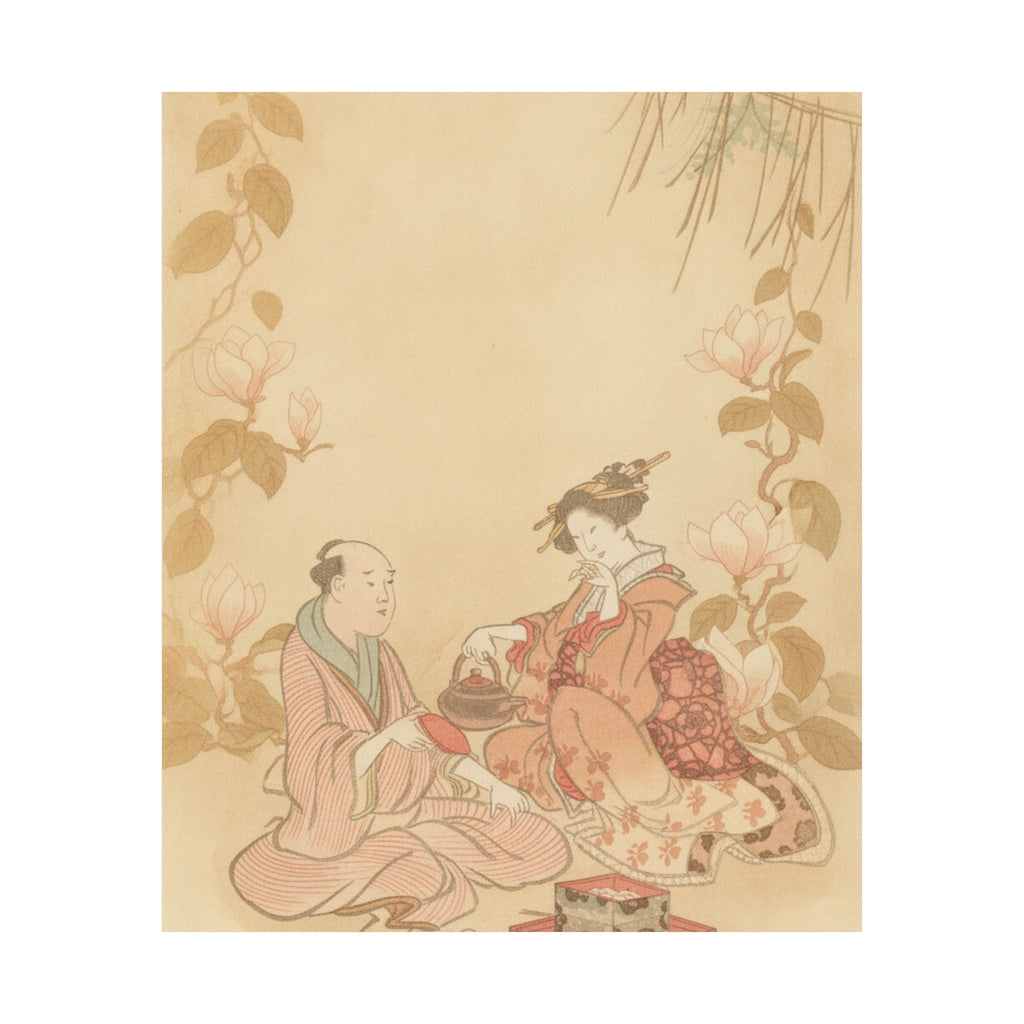 Southern Sunset — Woman Entertaining Her Guest With New Year Wine — Matte Poster