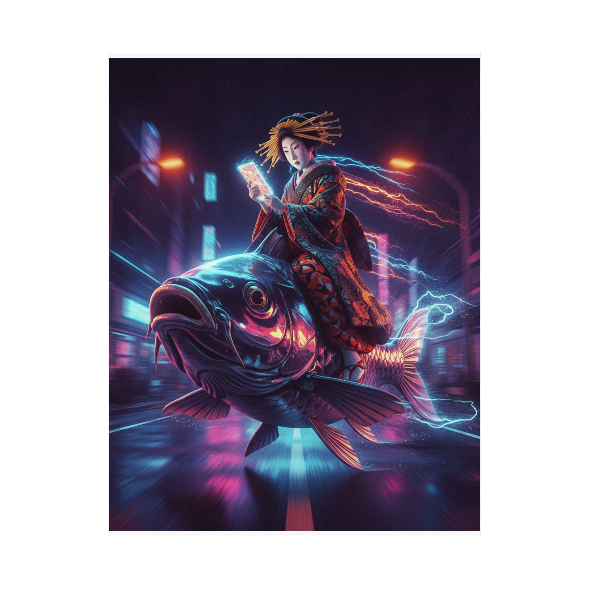 Fast Furious — Courtesan Seated On A Carp — Matte Poster