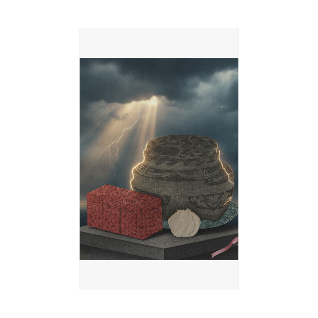 Dramatic Storm — Fire-Holder And Tea-Box — Matte Poster