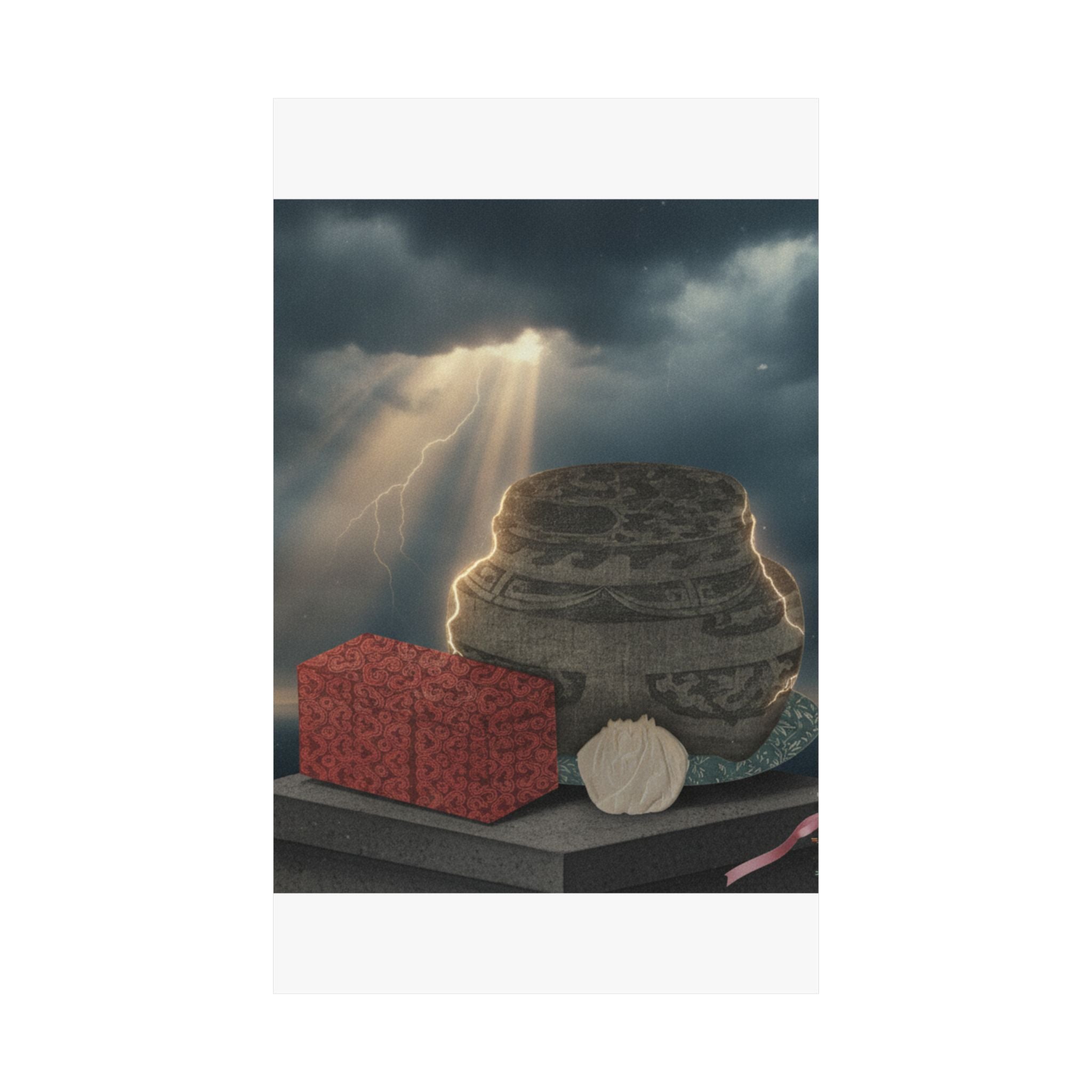 Dramatic Storm — Fire-Holder And Tea-Box — Matte Poster