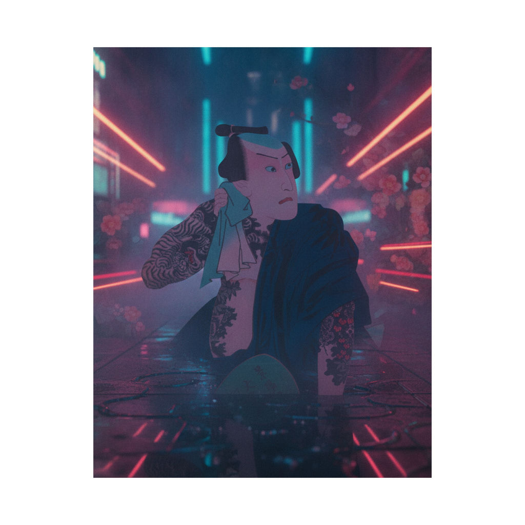 Neon Noir — The Actor Kawarazaki Gonjūrō I As Ude No Kisaburō, Likened To Wu Song The Asceti — Matte Poster