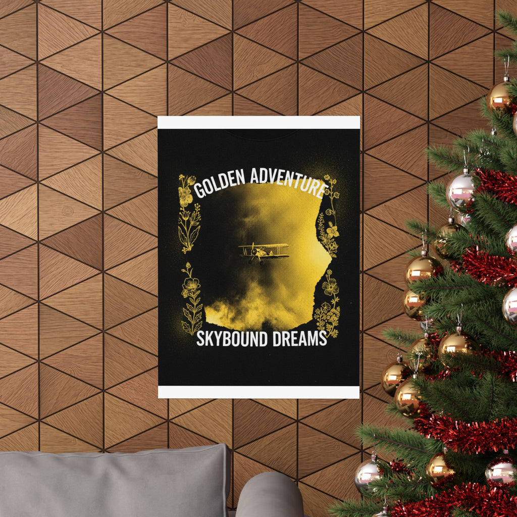 Golden Adventure Skybound Dreams Biplane Art Poster
