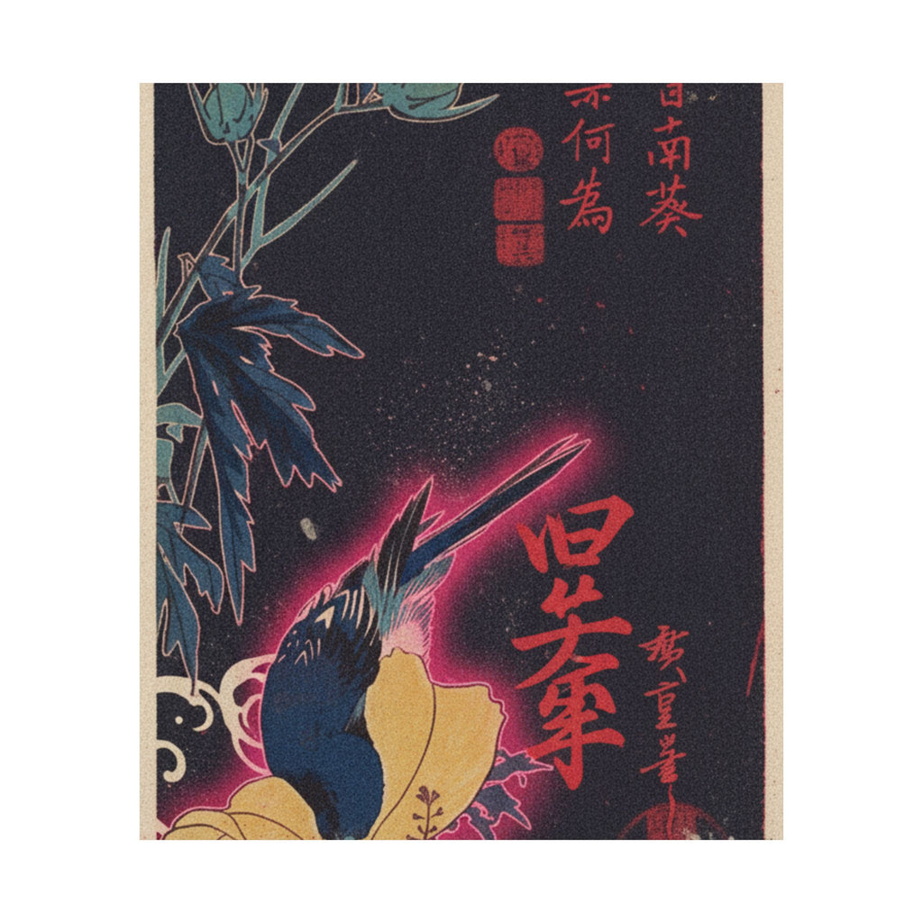 Japanese Street — Blue Bird — Matte Poster