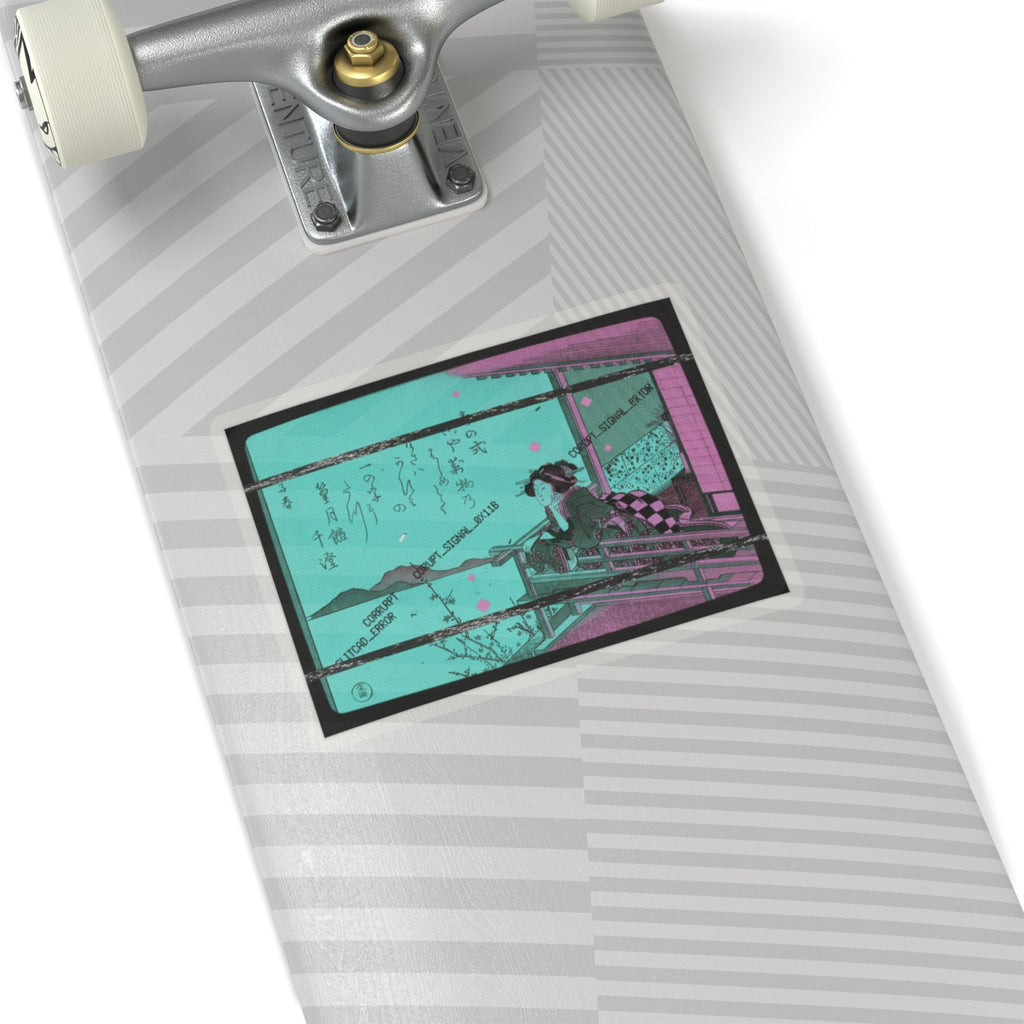 Glitch Culture — Courtesan Leaning On The Railing Of A Veranda — Kiss-Cut Sticker