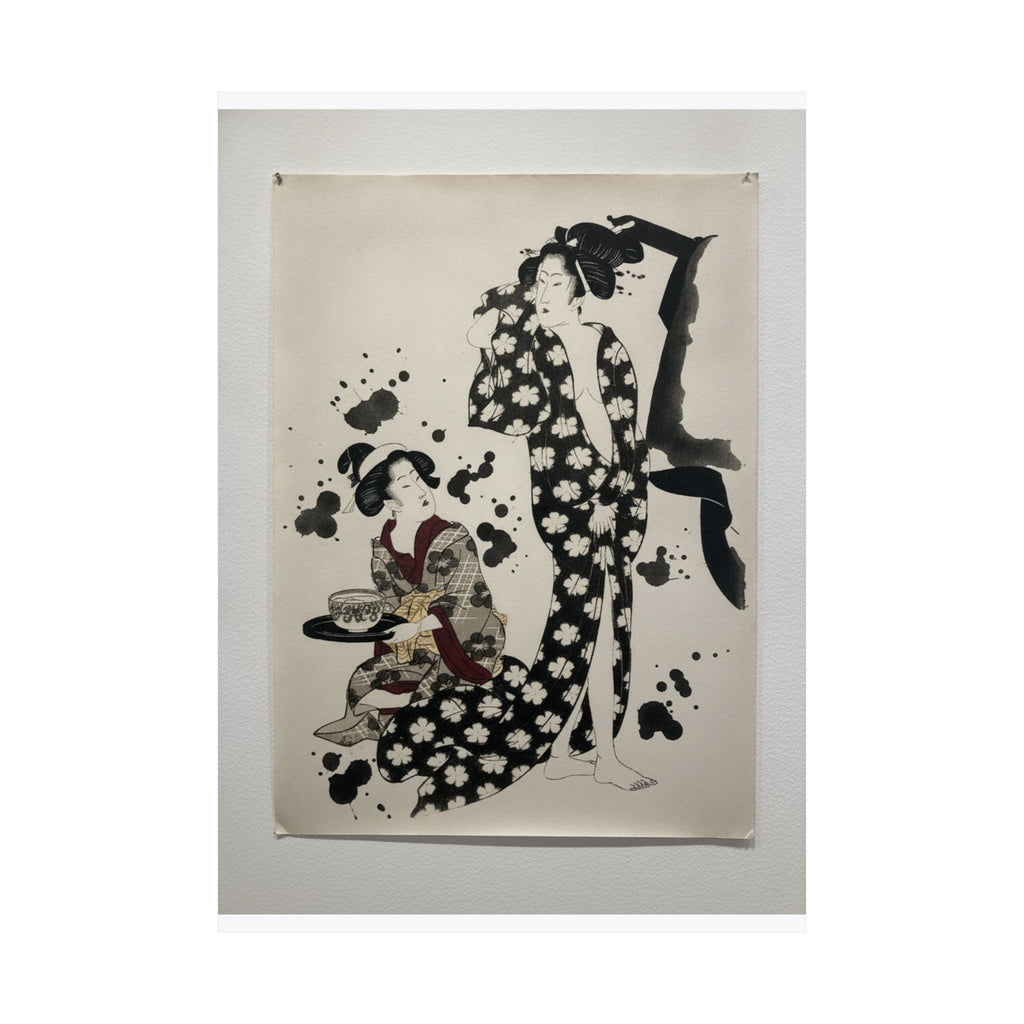 Watercolor — Young Woman Making Her Toilet — Matte Poster