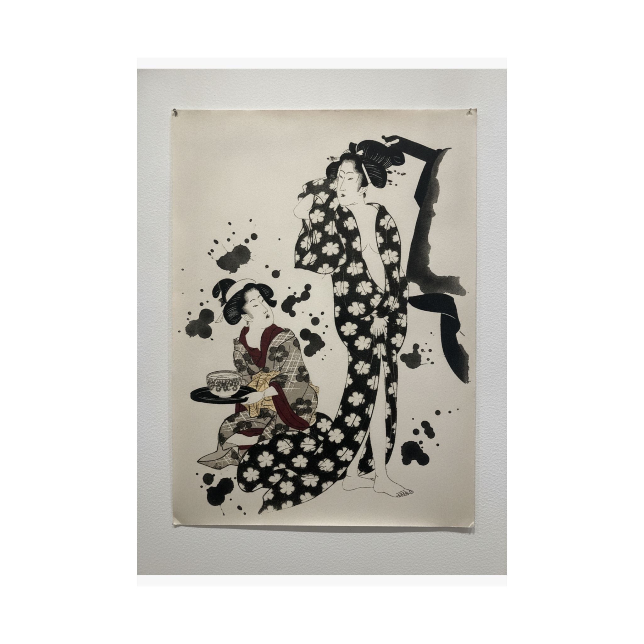 Watercolor — Young Woman Making Her Toilet — Matte Poster