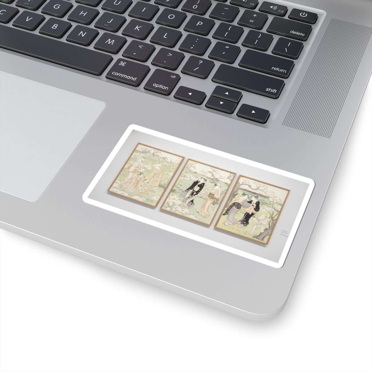 Watercolor — Young Ladies Viewing Cherry–Blossoms At Asukayama — Kiss-Cut Sticker