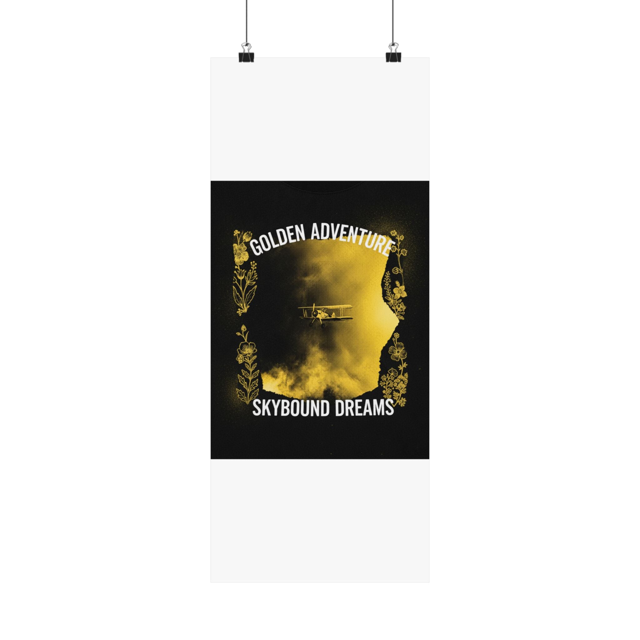Golden Adventure Skybound Dreams Biplane Art Poster