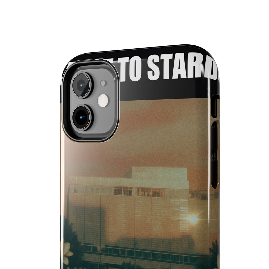 Dusk Brutalist Building and Daisies Photo Phone Case