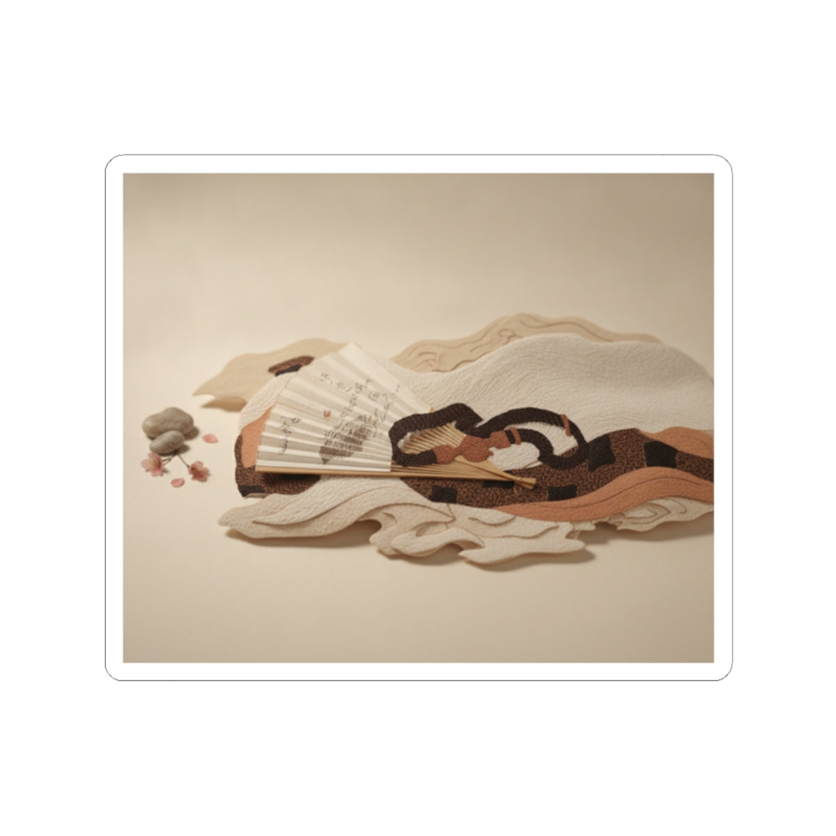 Product Marketing — Belt And Fan On A Piece Of Cloth — Kiss-Cut Sticker