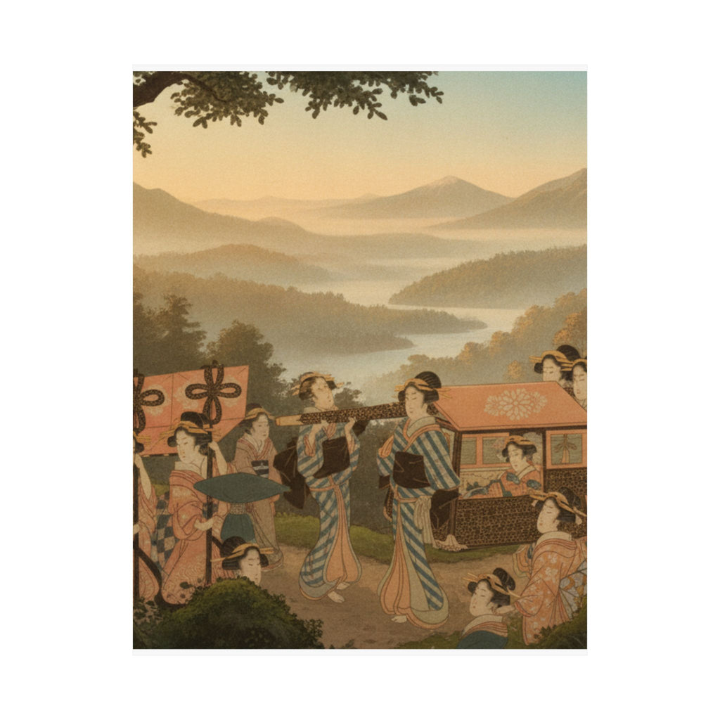 Scenic Nature — Promenade Of Famous Beauty Escorted By Many Female Attendants — Matte Poster