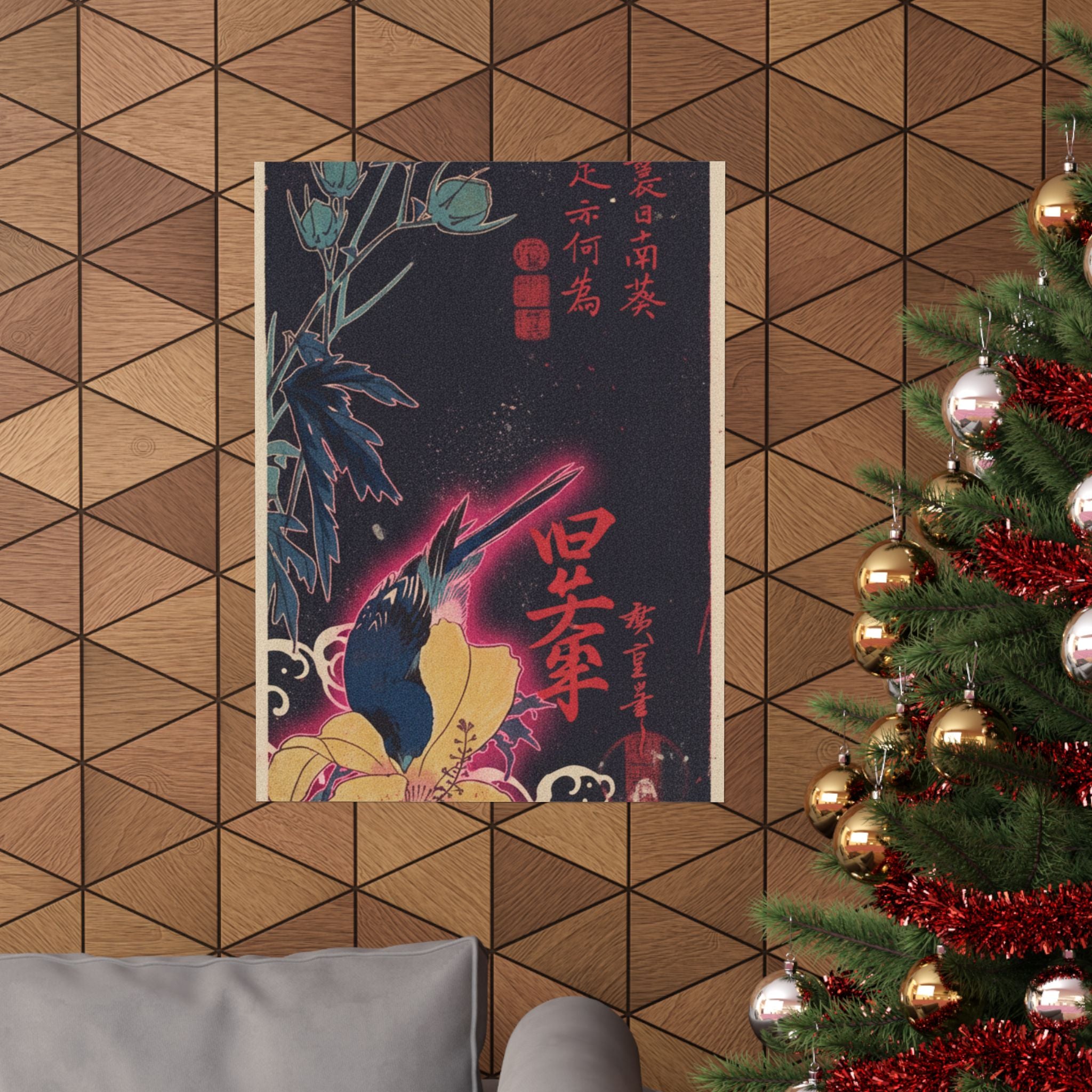 Japanese Street — Blue Bird — Matte Poster