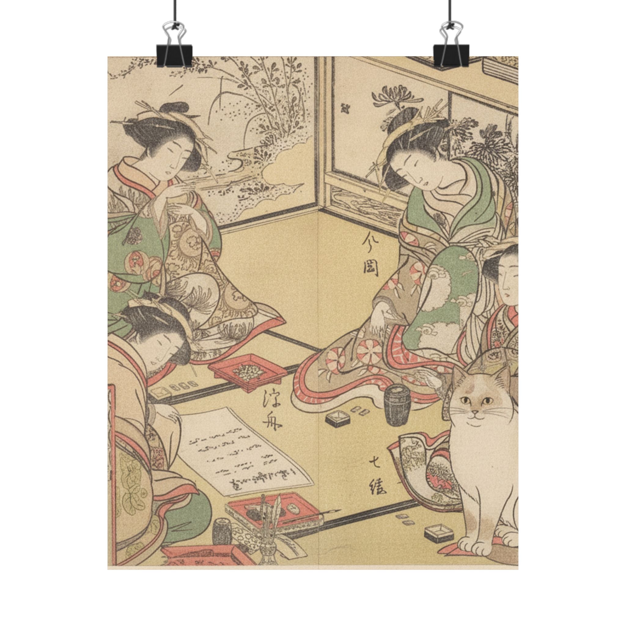 Botanical — Four Oiran Of The House Called Kadokana-Ya Playing The Game Of Ko-Awase (Incense — Matte Poster