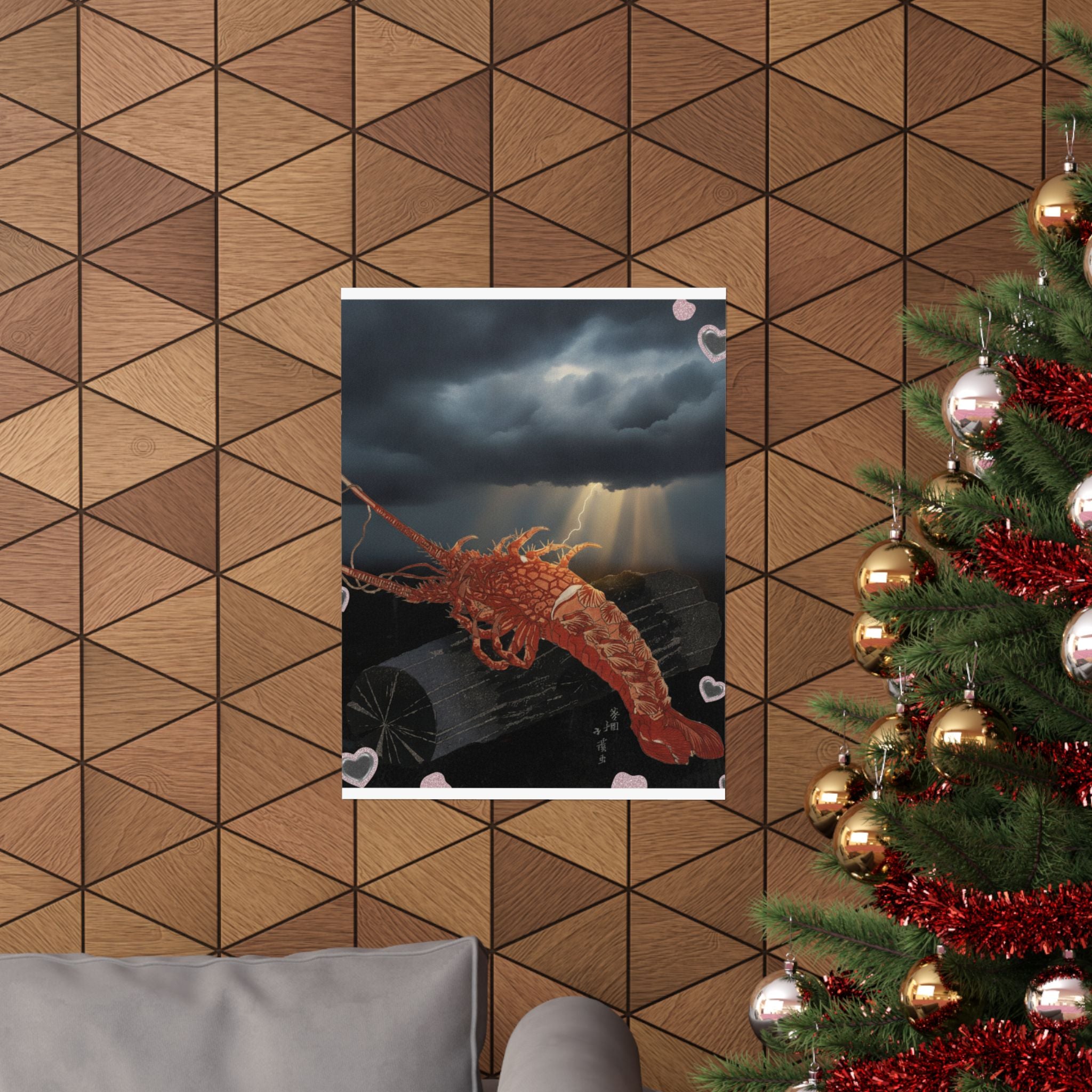 Dramatic Storm — Lobster On A Piece Of Charcoal — Matte Poster