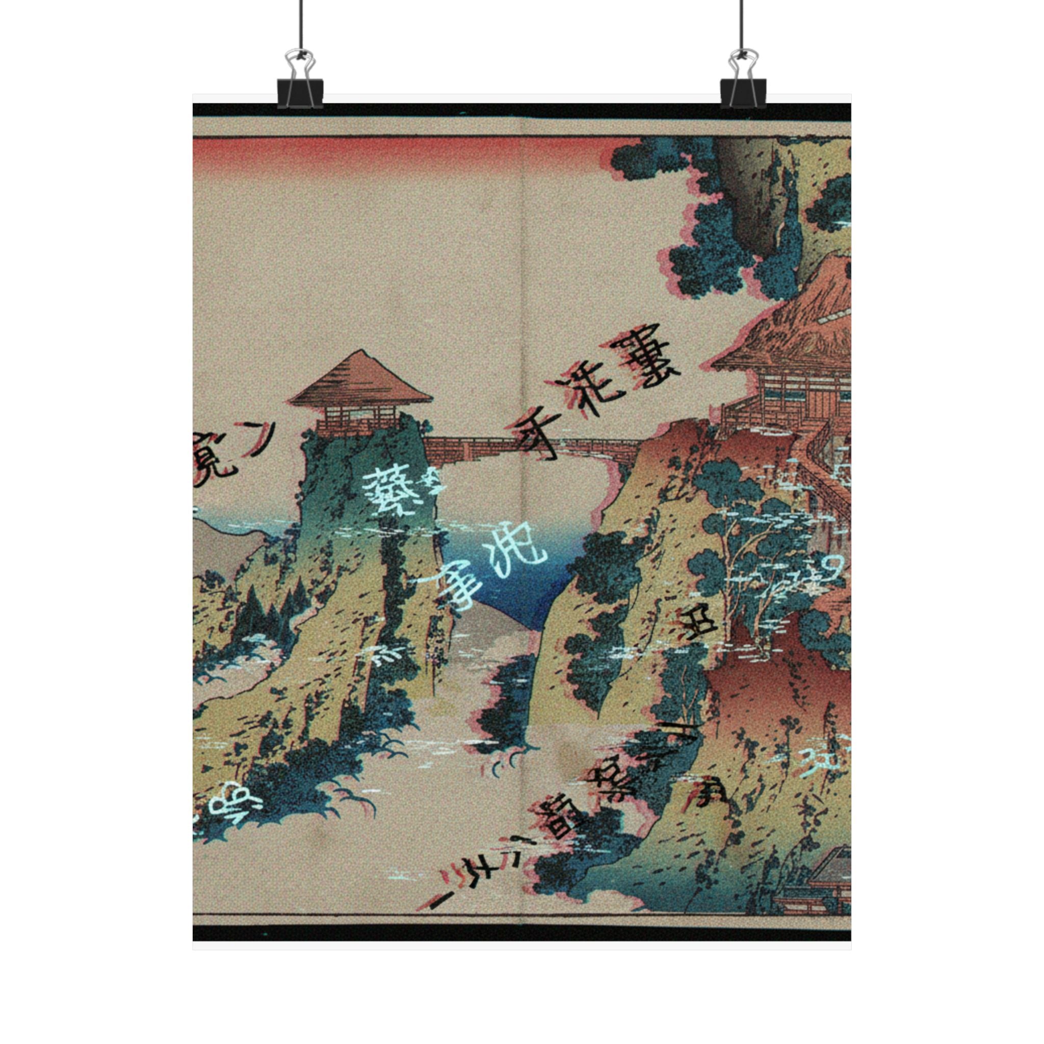 Glitch Culture — The Hanging-Cloud Bridge At Mount Gyōdō Near Ashikaga (Ashikaga Gyōdōzan Kumo No — Matte Poster