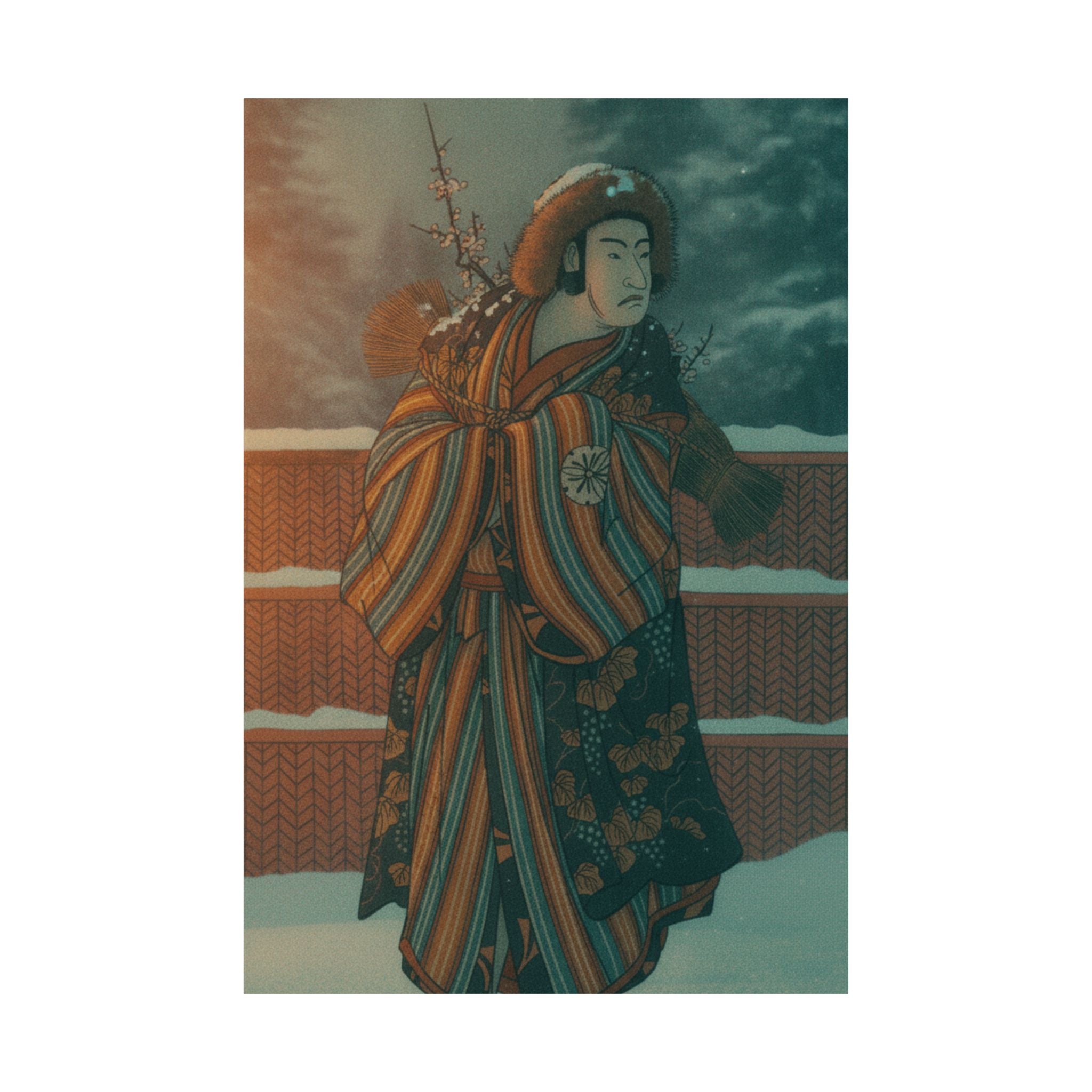 Cinematic — Matsumoto Sumezō As A Man In Winter Attire Standing In The Snow — Matte Poster