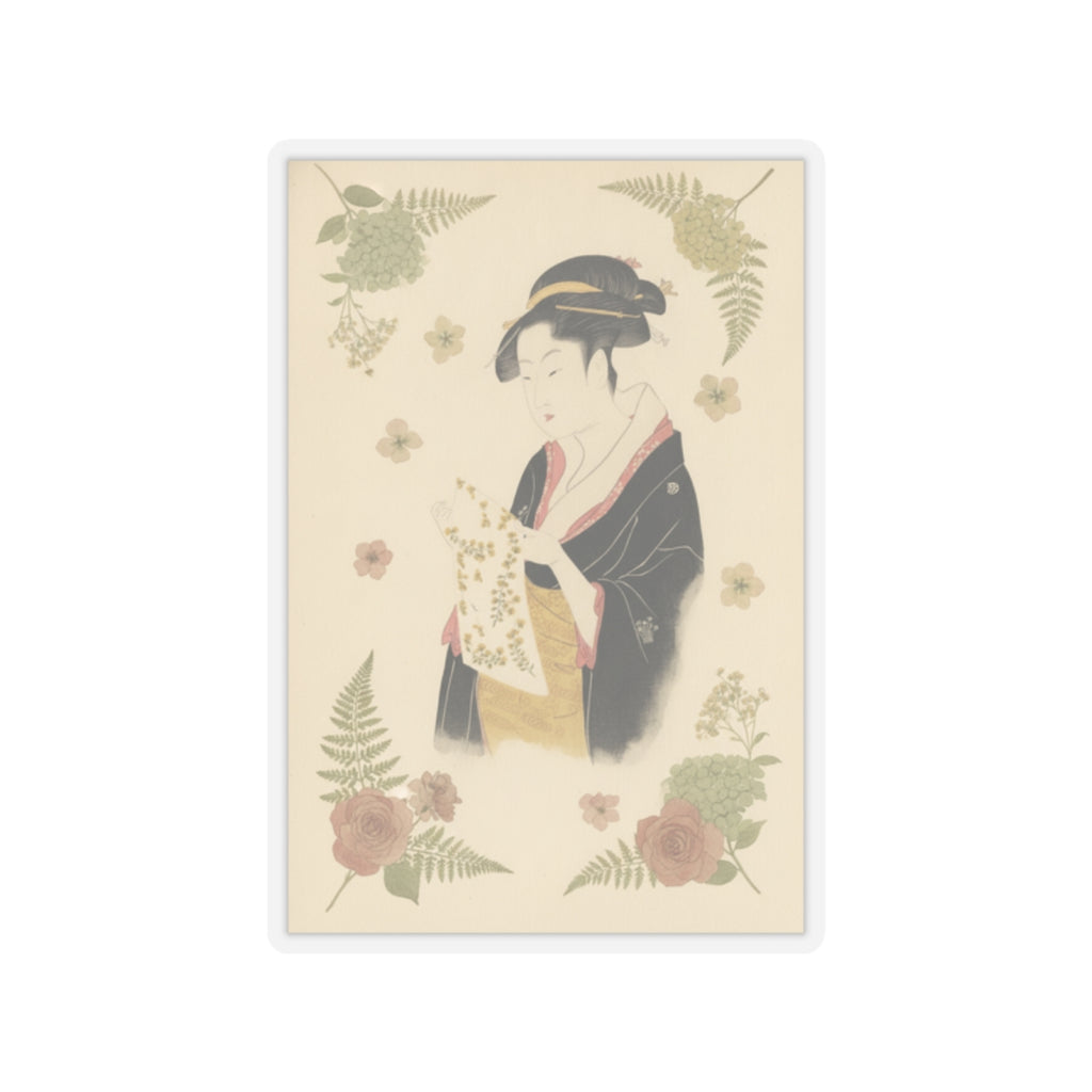 Botanical — The Lady Tomimoto Toyohina Reading A Letter — Kiss-Cut Sticker
