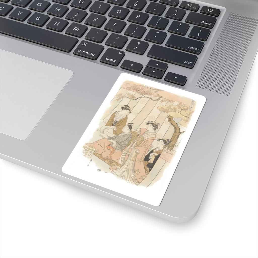 Watercolor — Prince Genji And Three Young Women — Kiss-Cut Sticker